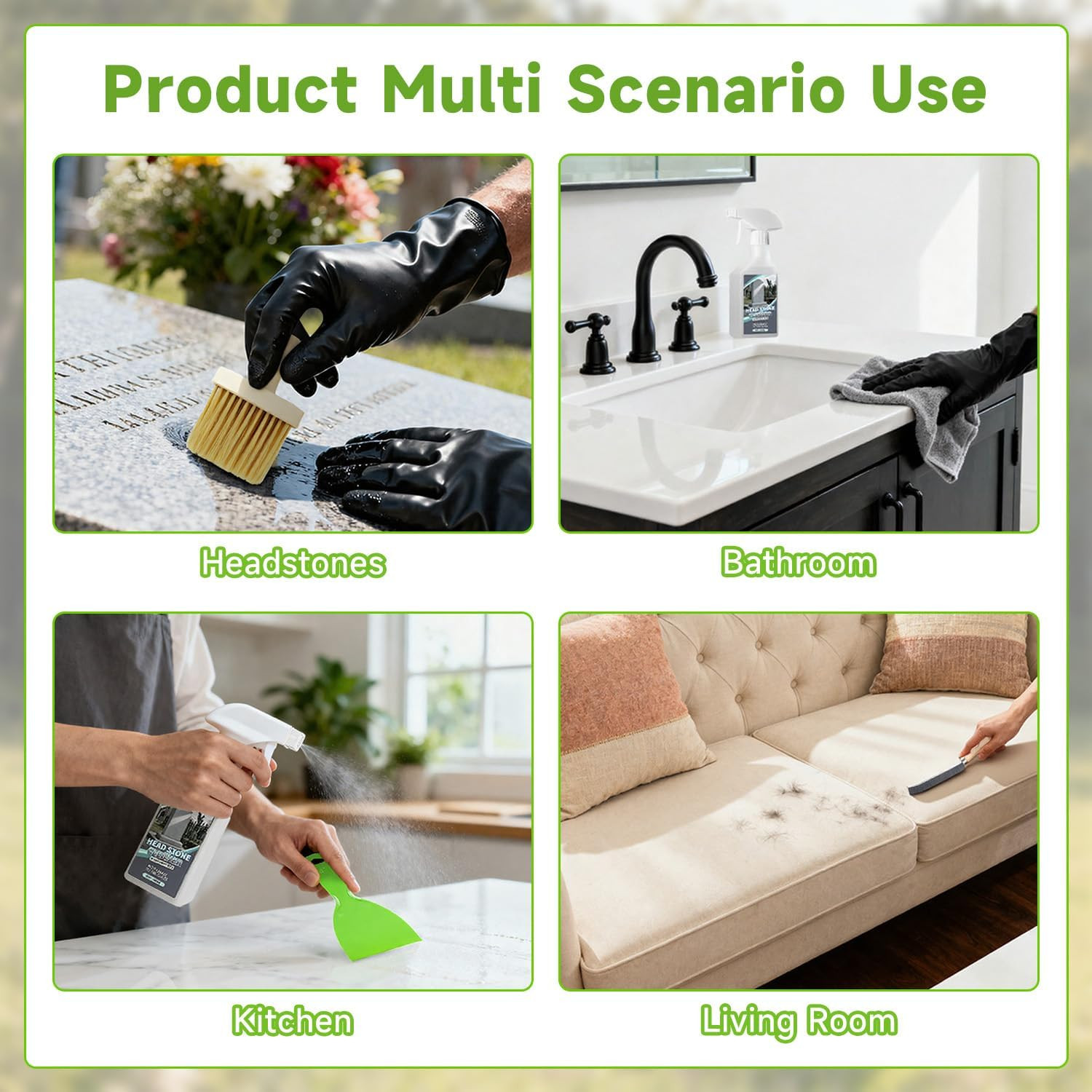 9 PCS Headstone Cleaner Gravestone Cleaning Kit for Granite and Stone Daily
