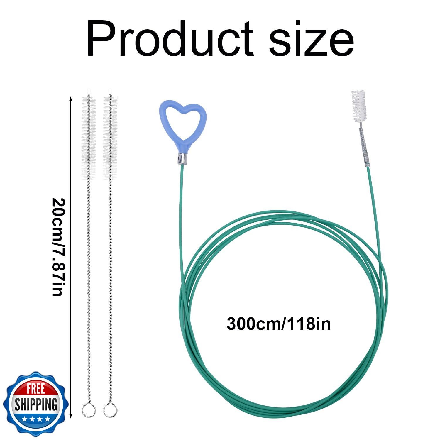 Sunroof Drain Cleaning Tool, 118in Long Wire Pipe Cleaner with 2 Straight Fle