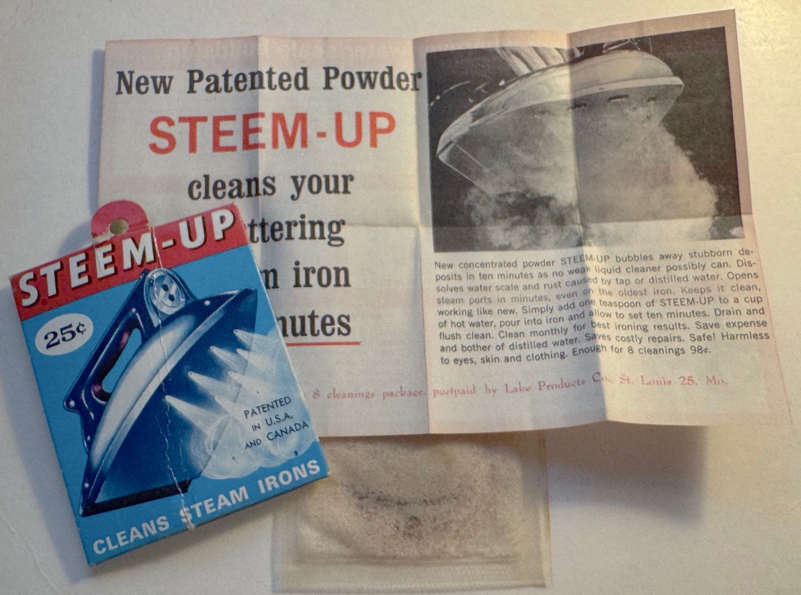 Vintage Steem-Up Hot Iron Cleaner w/Instructions