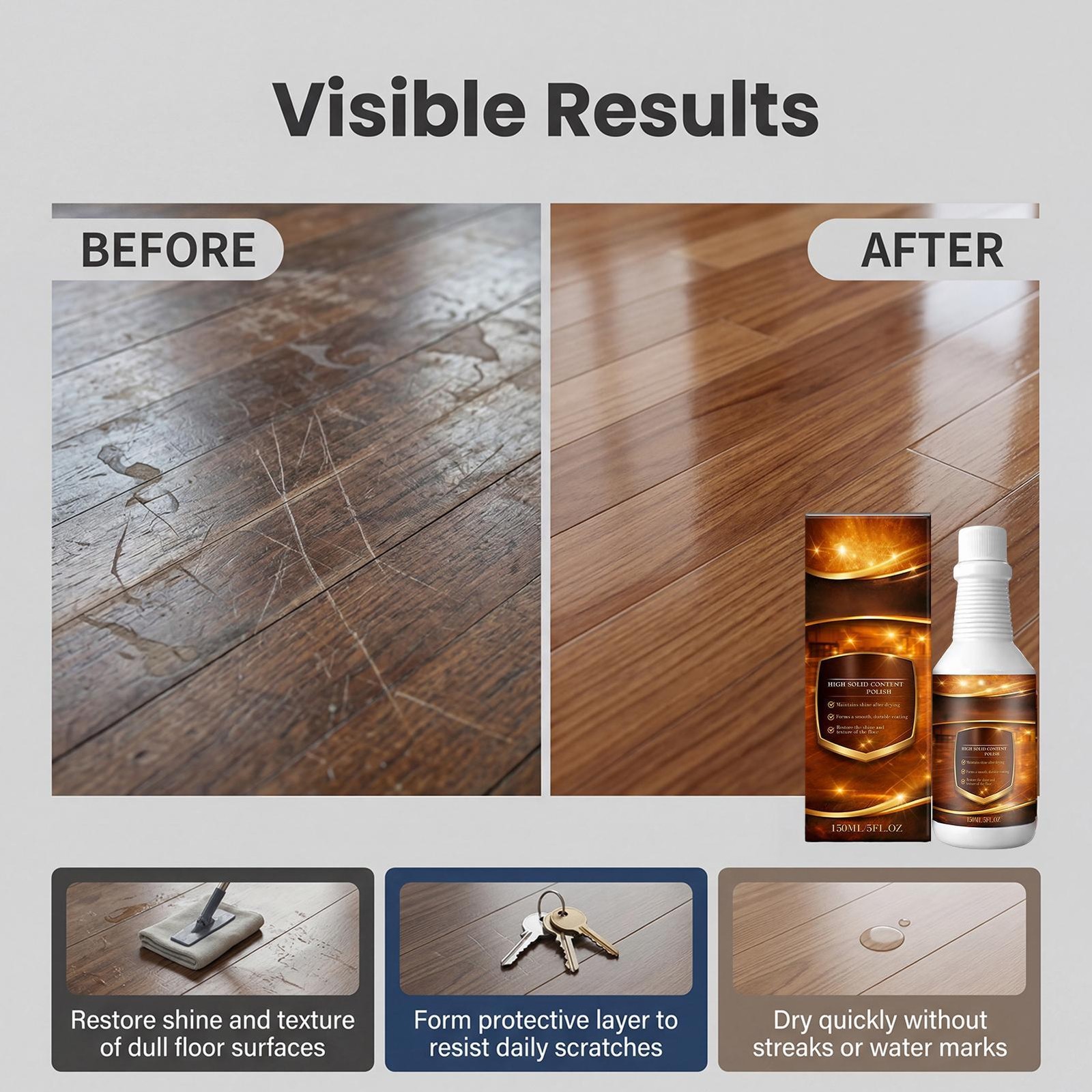 150ML Floorrevive Wood Floor Restorer, Purevive Floor Restore, Floor Polish