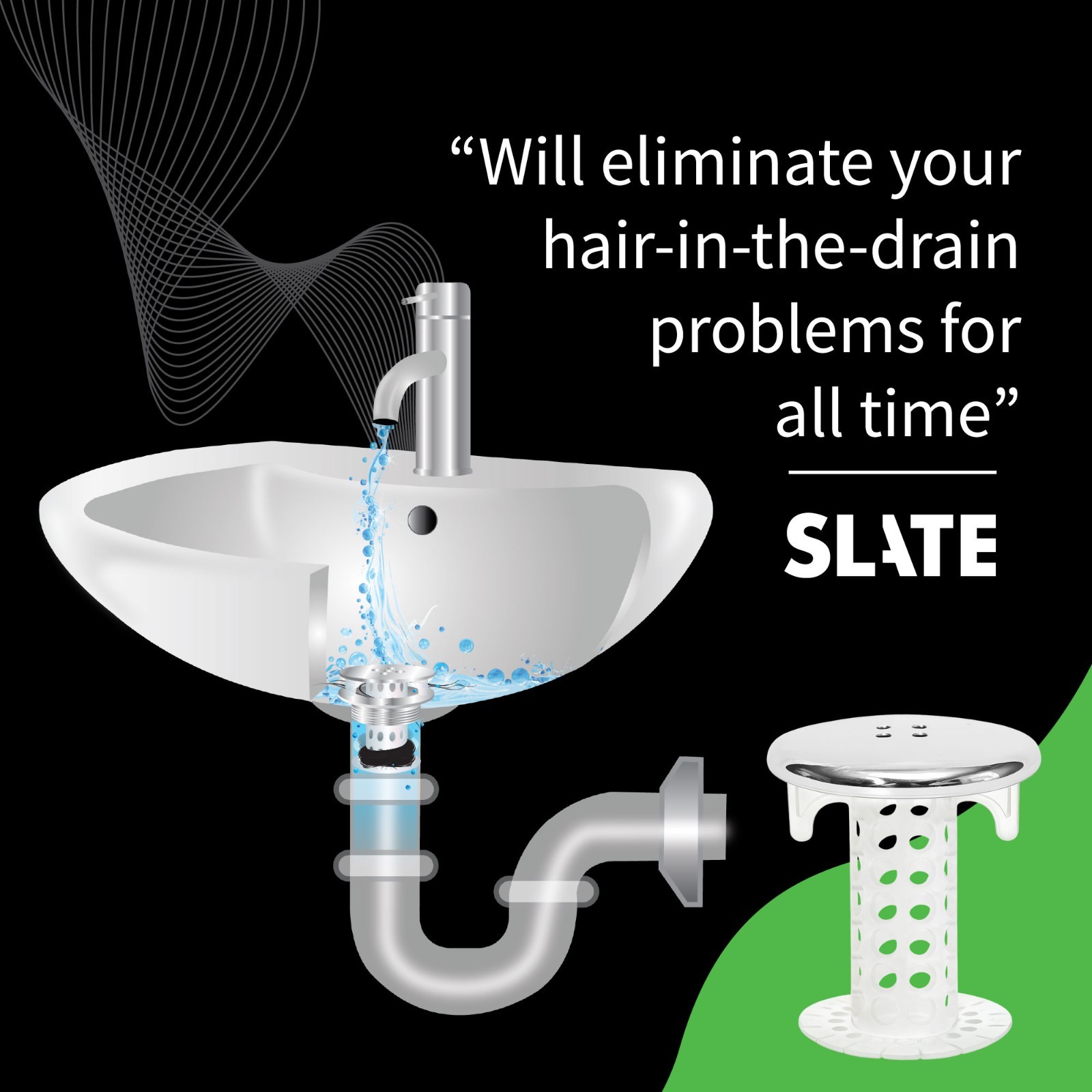 SinkShroom® Chrome Award-Winning Drain Hair Catcher Strainer Snare by TubShroom