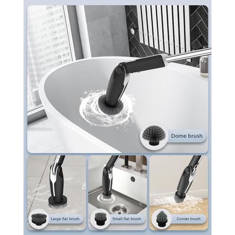 Electric Spin Scrubber W/ Adjustable Angles Remote Control 8 Brush Heads Durable