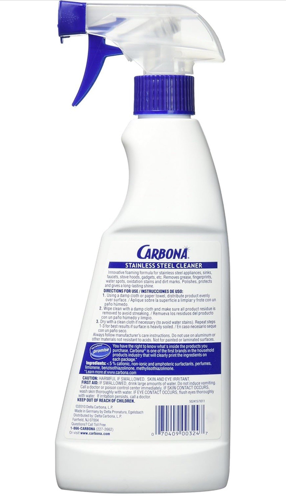 2 Pack CARBONA Stainless Steel Cleaner 16.8 fl oz Spray Bottle Value Size