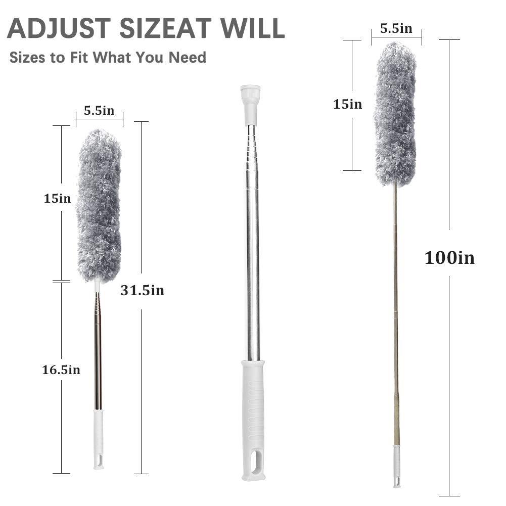 Feather Cleaning Duster With Handle Telescoping Extendable 100 Extra Long Pole