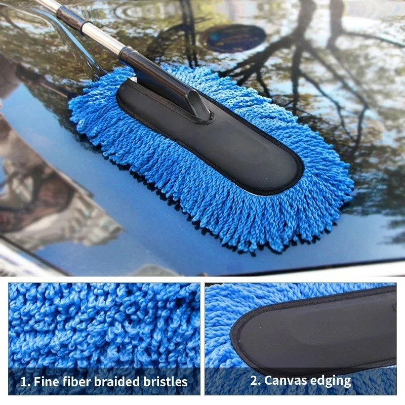 Car Cleaning Duster Microfiber Large Home Wax Treated Plastic Handle Brush