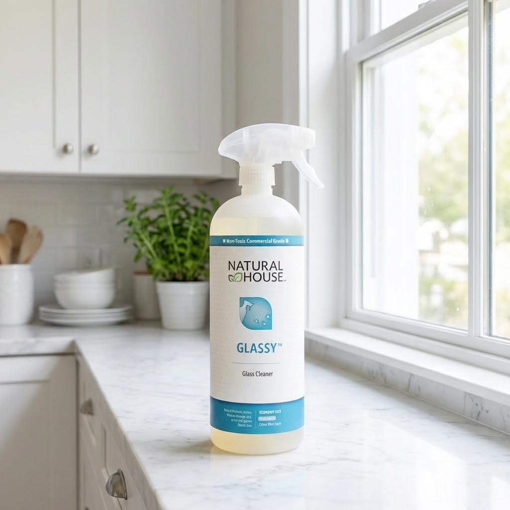 Natural House Glassy – Plant-Based Glass Cleaner Spray Refill – Streak-Free M…