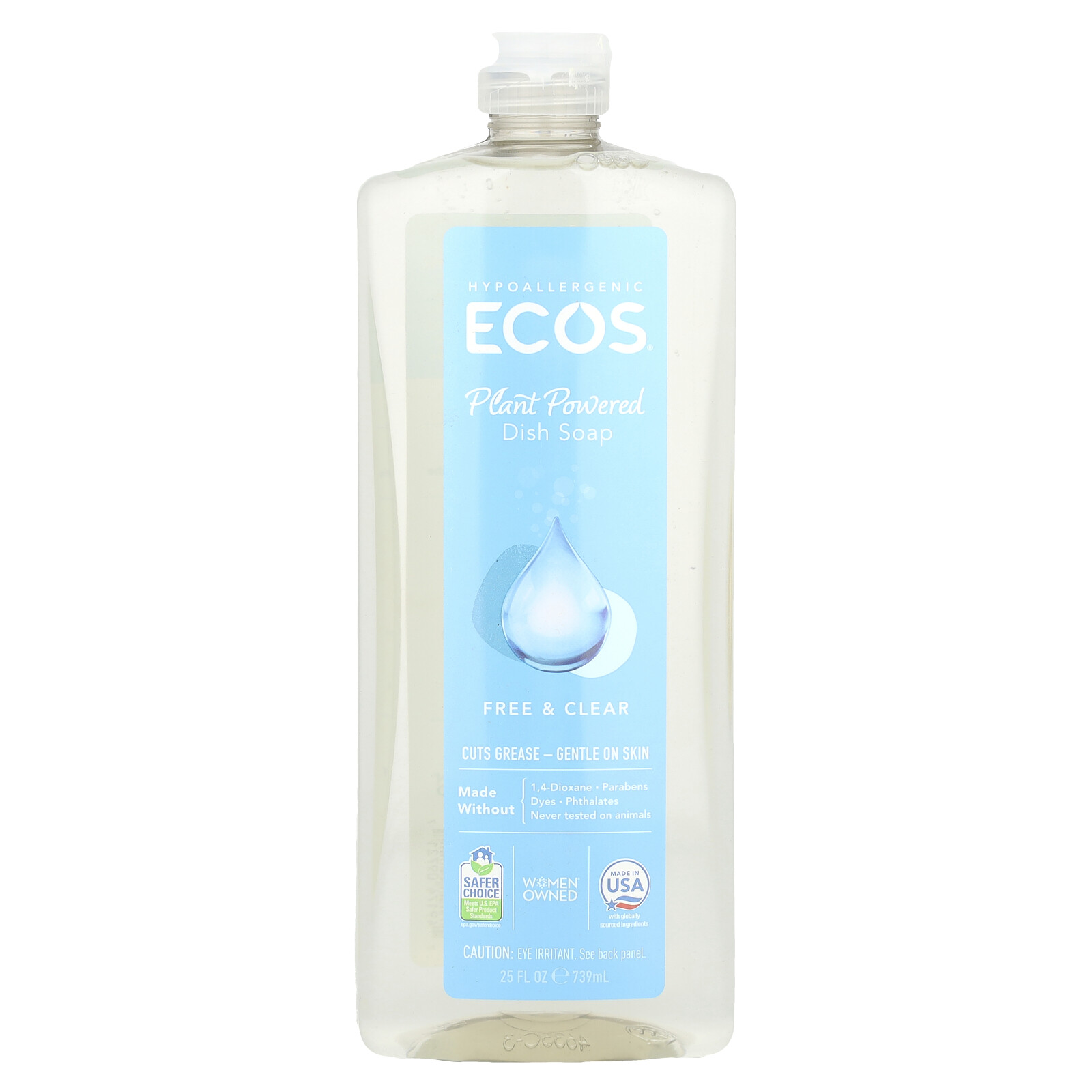 ECOS®, Plant Powered Dish Soap, Free & Clear, 25 fl oz (739 ml)