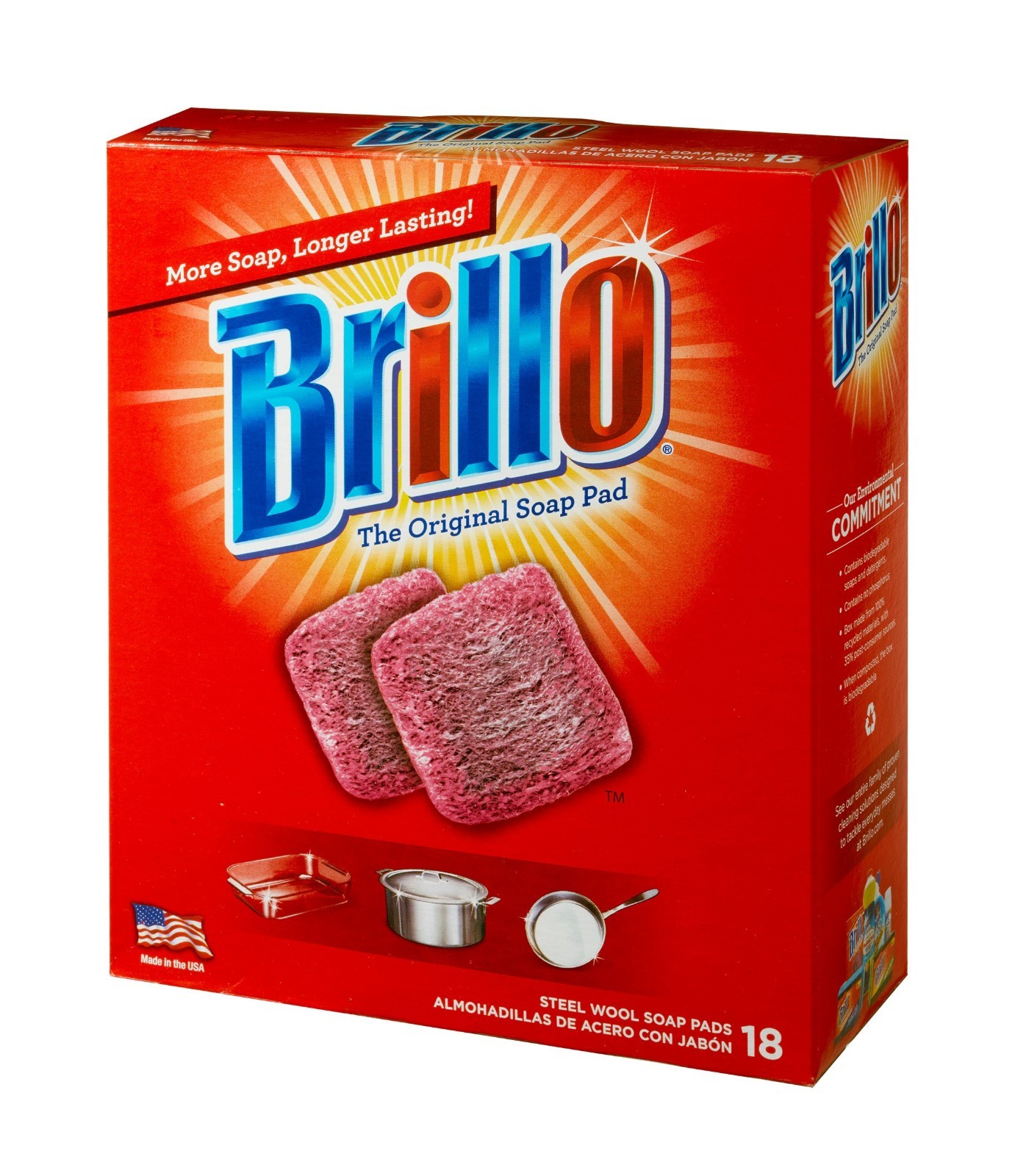 Brillo Steel Wool Soap Pads 18 Pack Heavy Duty Cleaning Scrubber Pads
