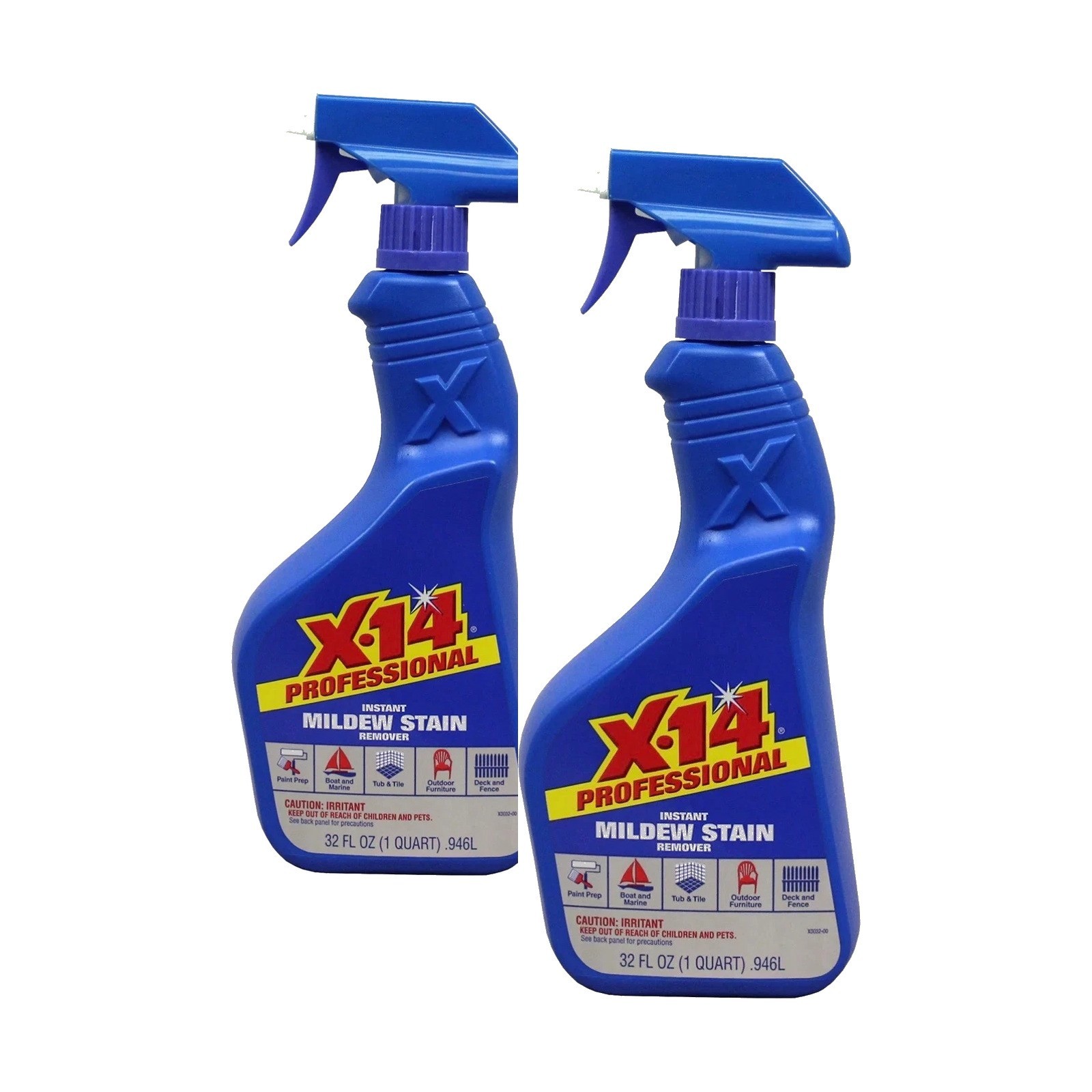 X-14 Professional Instant Mildew Stain Remover 32 oz Trigger Spray LOT OF 2