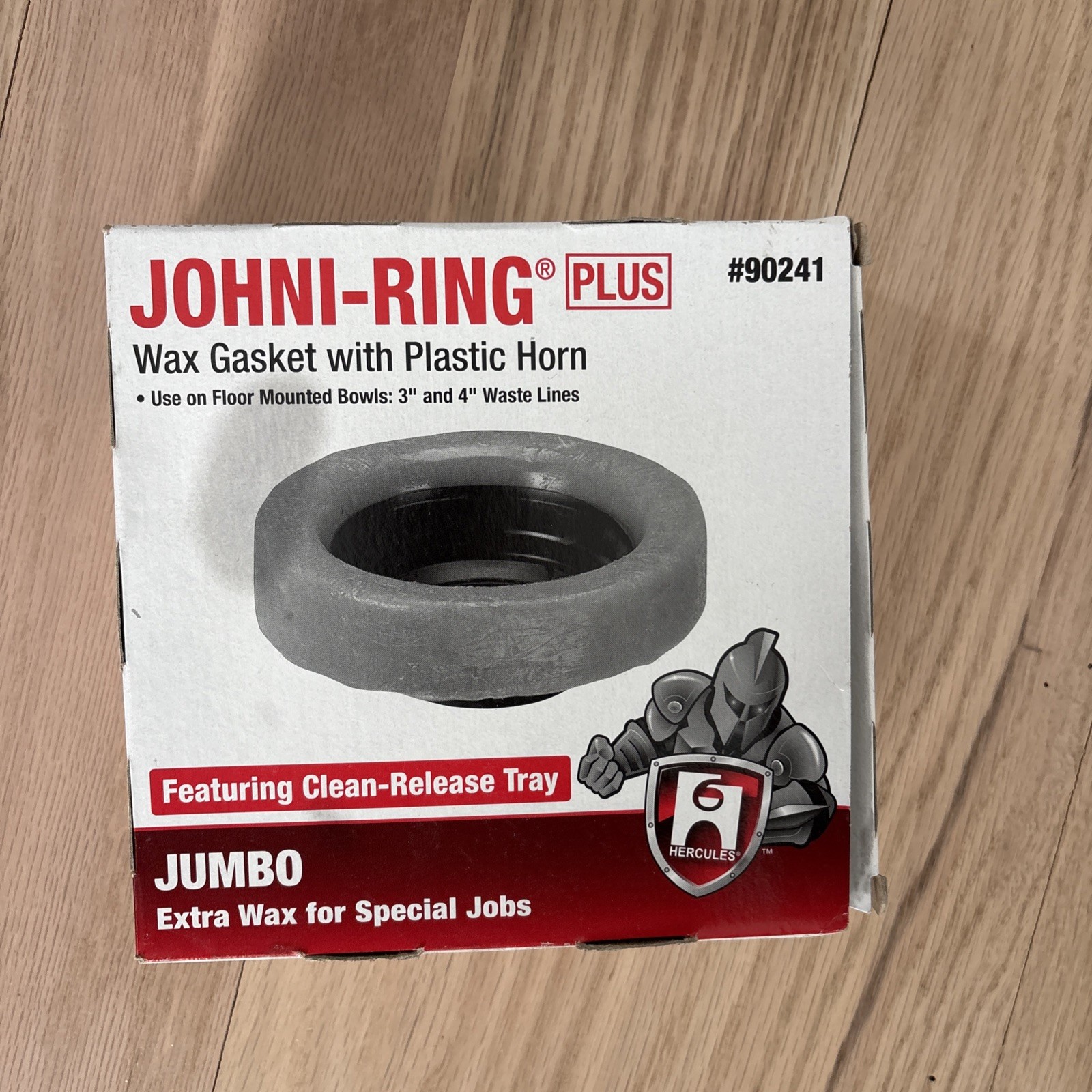 Hercules 90241 Toilet Bowl Ring, Jumbo, Wax, 3In-4In NEW IN RETAIL PACKAGING