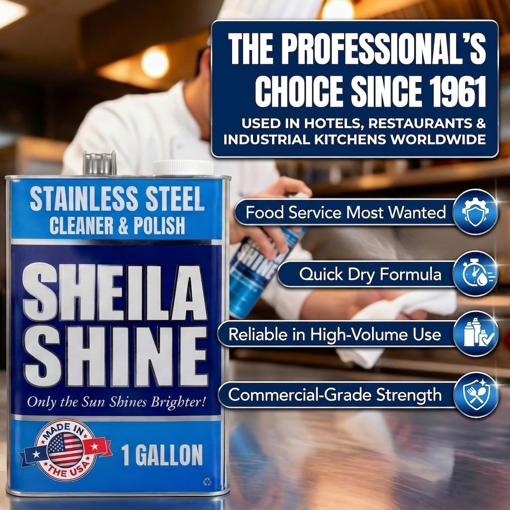 Stainless Steel Cleaner & Polish – 1 Gallon, Cleans & Protects Appliances, Sinks