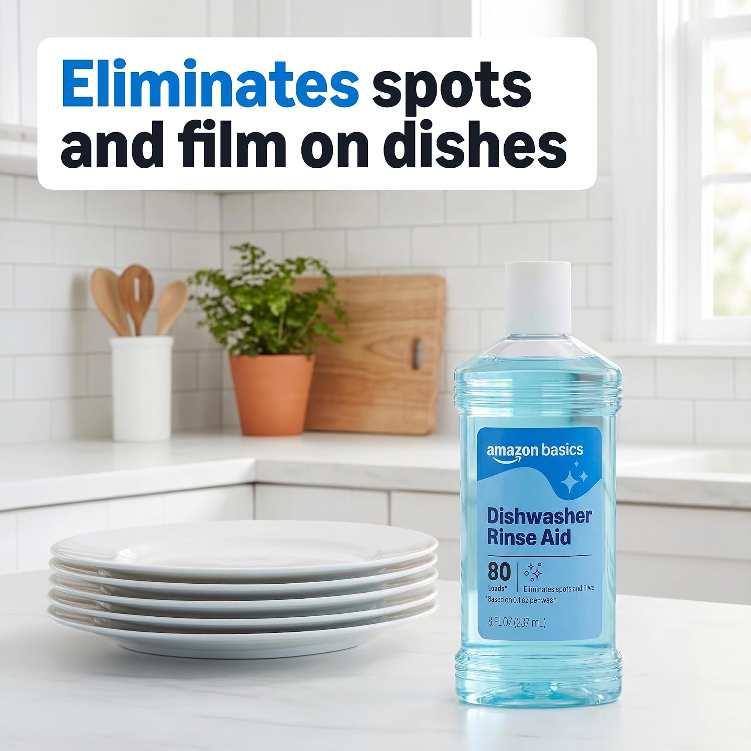 Dishwasher Rinse Aid, Prevents Spots & Film, Enhances Drying, 8 Fl