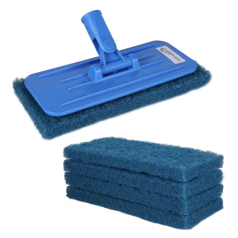 Medium Duty Cleaning Scrubbing Pads 5-Pieces Bundle W/ Threaded Swivel EZ Scrub