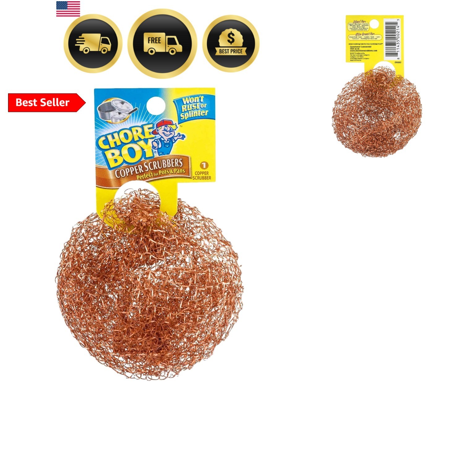Ultimate Copper Scrubber Scouring Pad, Pure Copper 10-Pack