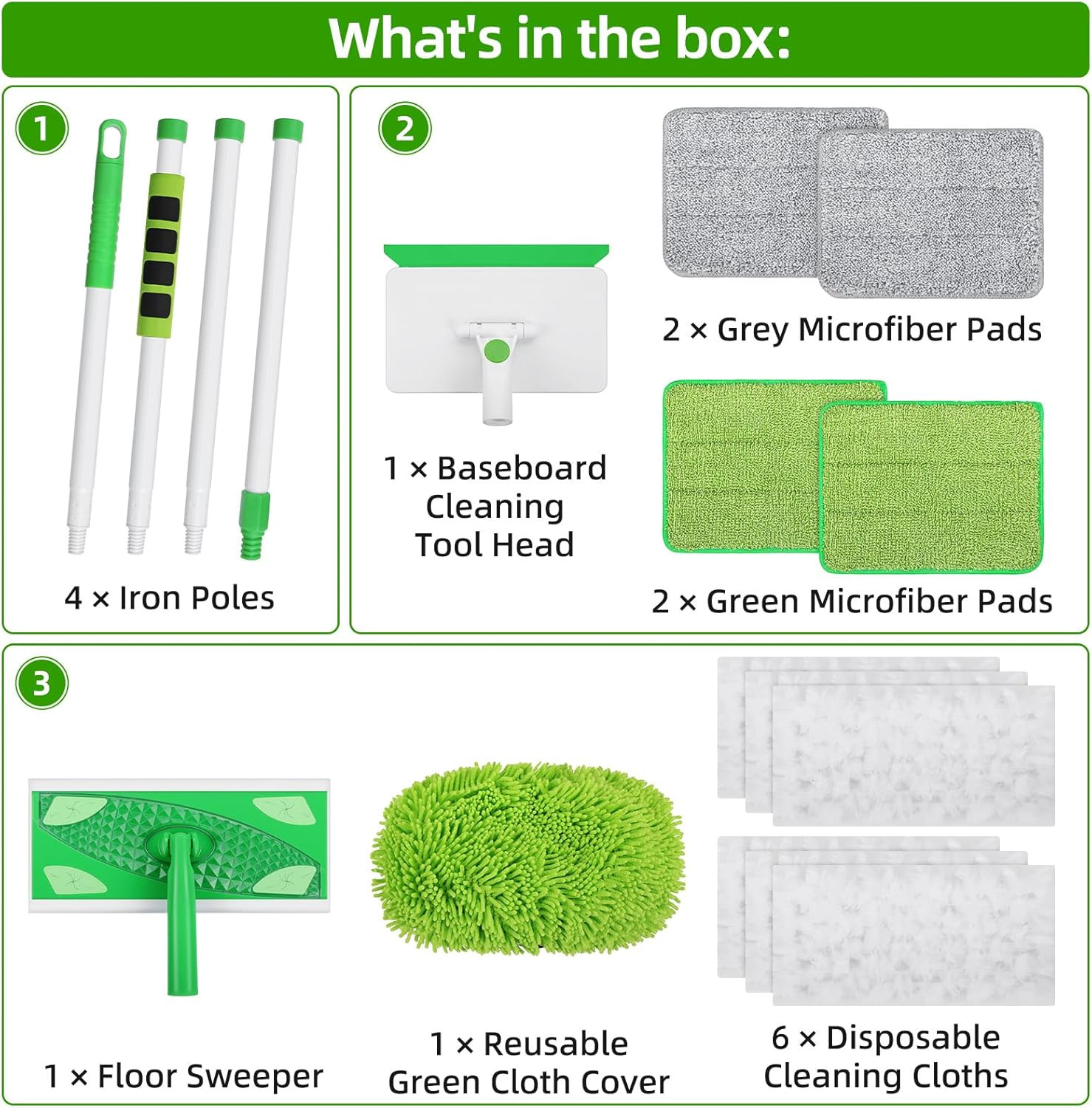 Baseboard Cleaner Tool with Handle, Extendable Long Handle Baseboard Floor Clean