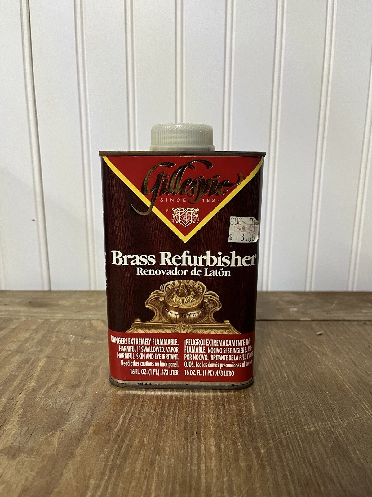 Vtg Gillespie Brass Restorer ’95 Tin Prop Full Usa BR86.1 Household Cleaner