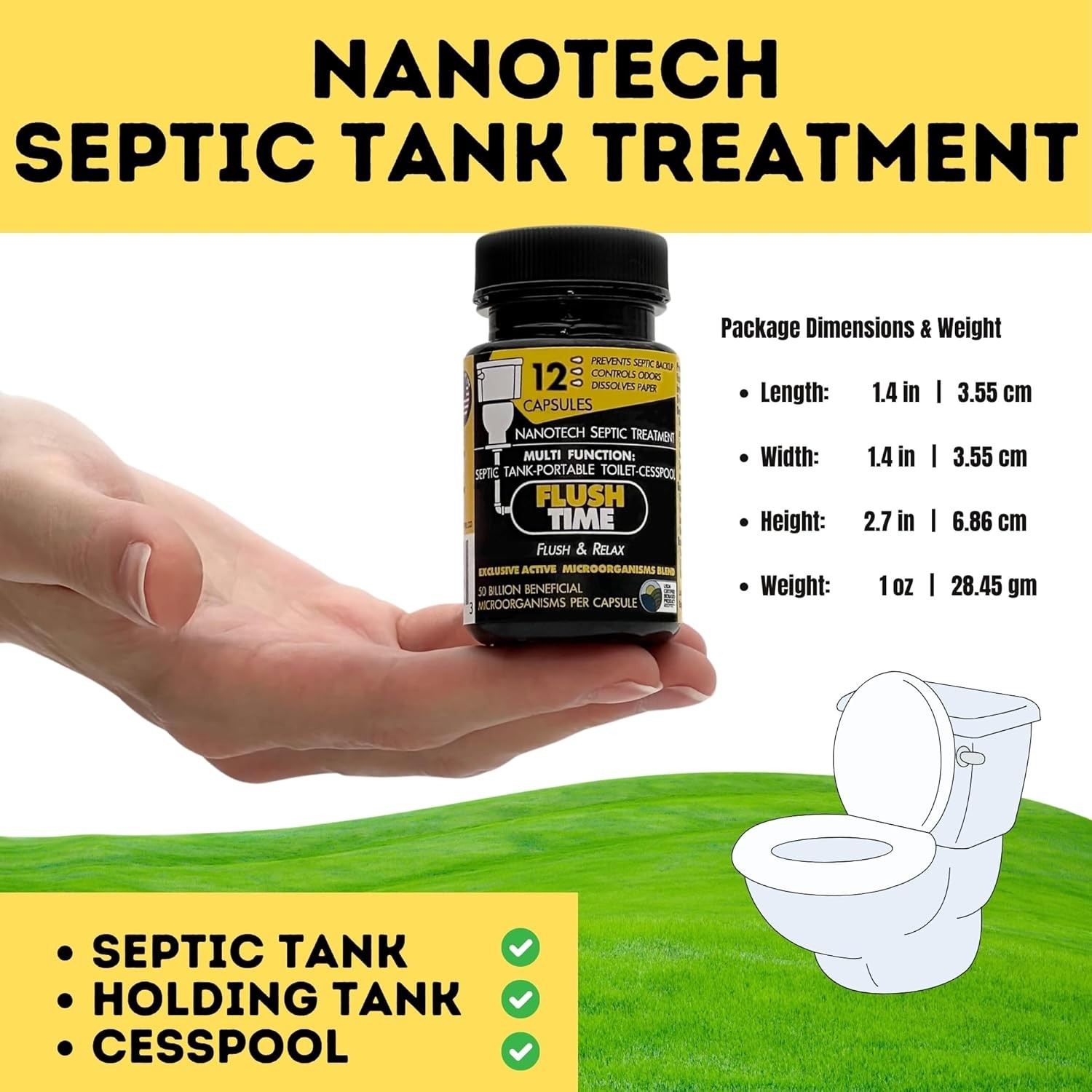 Septic Tank Treatment Capsules | 1 Year Supply – 12 Capsules | Eco-Friendly Nano