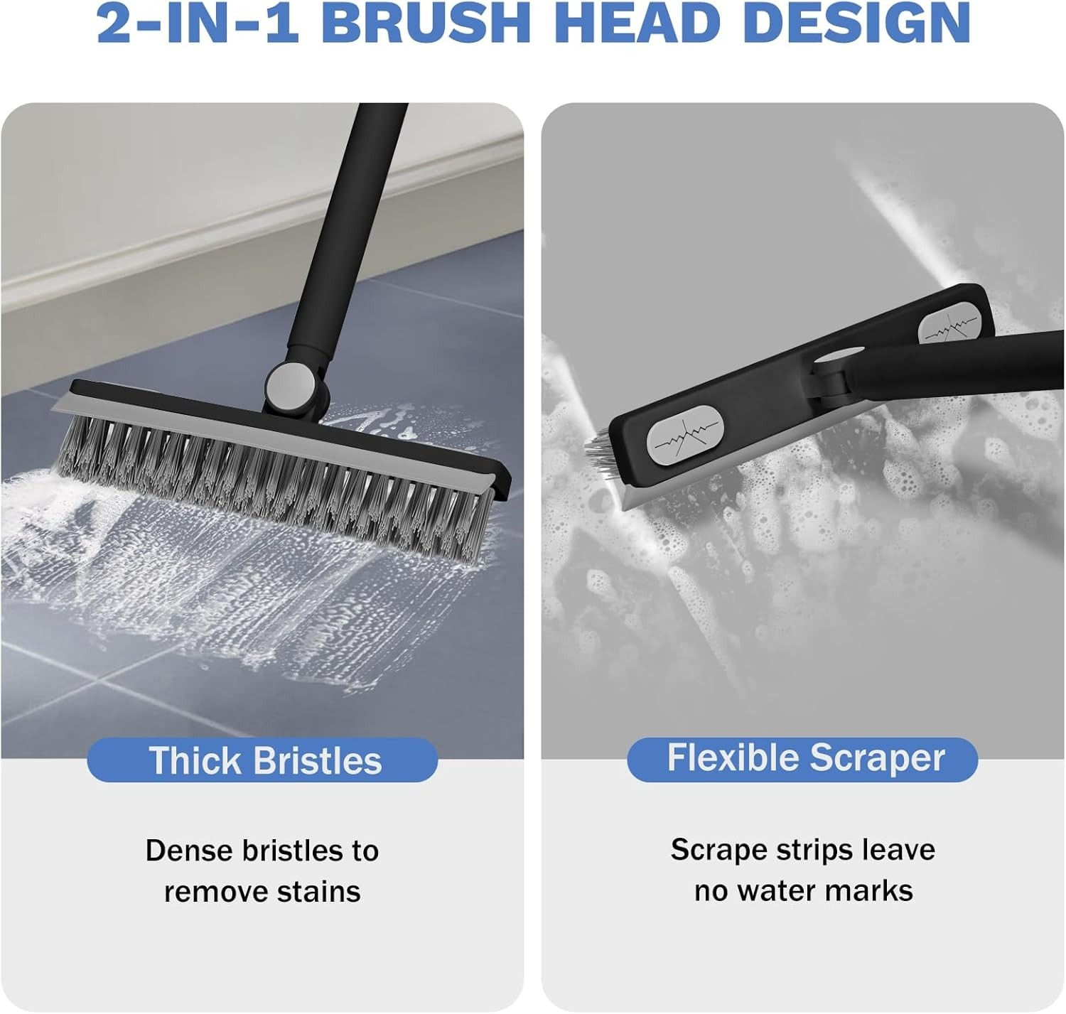 SetSail Grout Cleaner Brush with Long Handle, V-Shaped Floor Scrub Brush Swivel