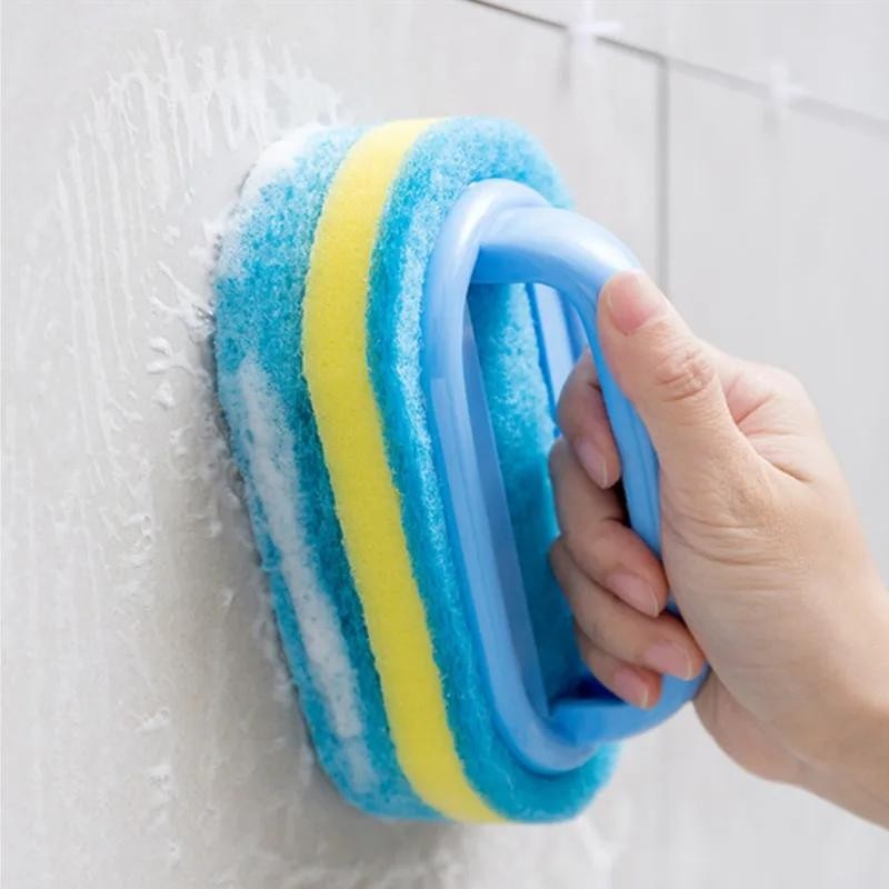 Kitchen Cleaning Brush with Handle Dish Soap Scrubber Sponge Durable Tool