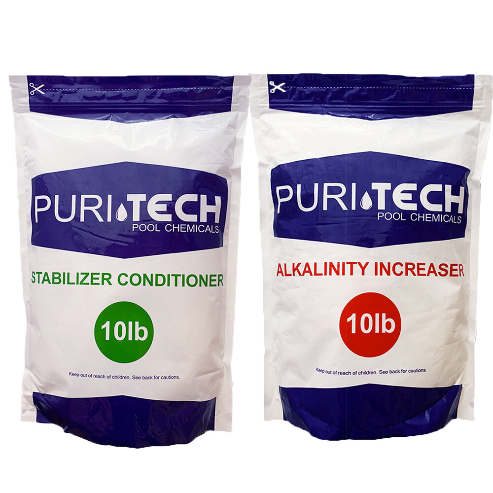 Puri Tech Chemical 10 lb Alkalinity Increaser & 10 lb Stabilizer Conditioner Kit