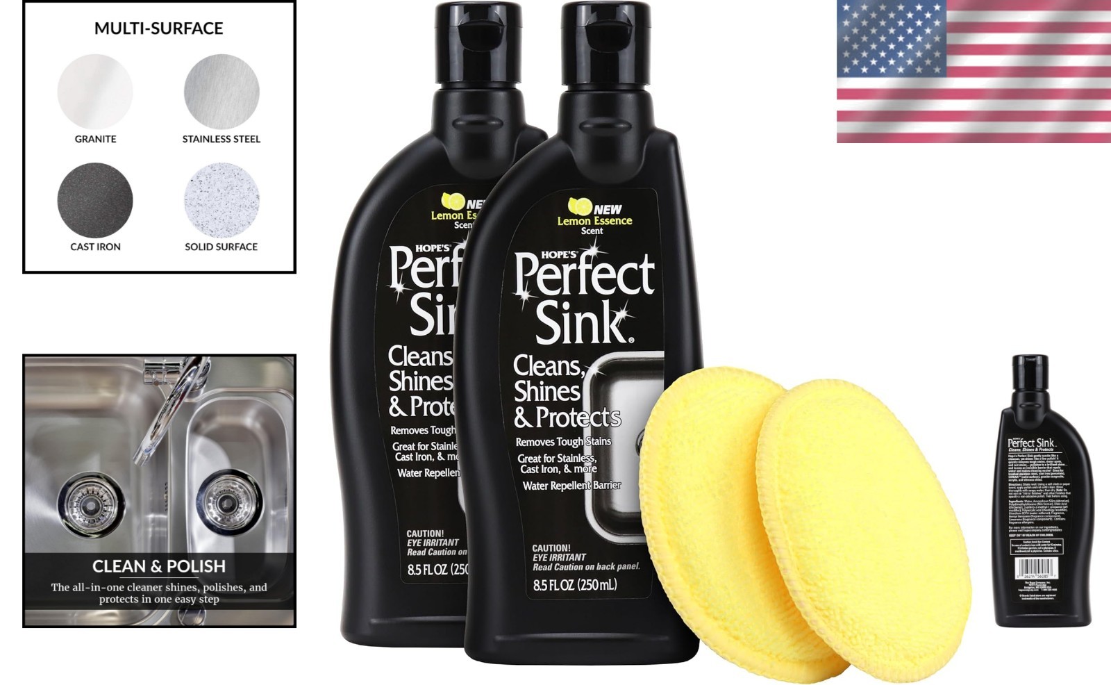 Hope’s Perfect Sink Cleaner & Polish – Restorative Lemon Scent – 2 Pack 8.5 oz