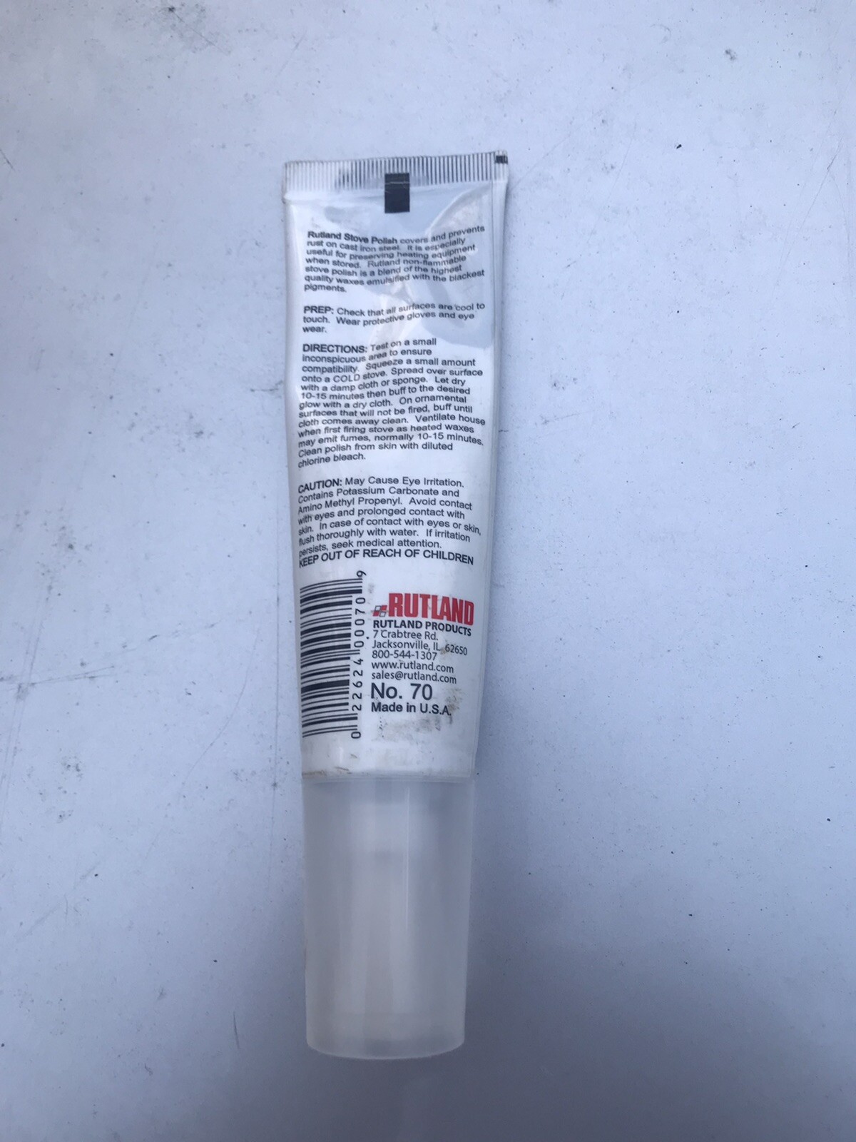 Rutland Stove Polish Paste – 2.3 oz. Tube #70 NEW