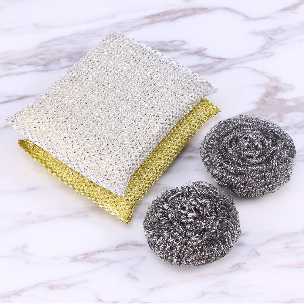 2 Sponges Steel Scrubbers for Cleaning Dishes Kitchen Washing Duster