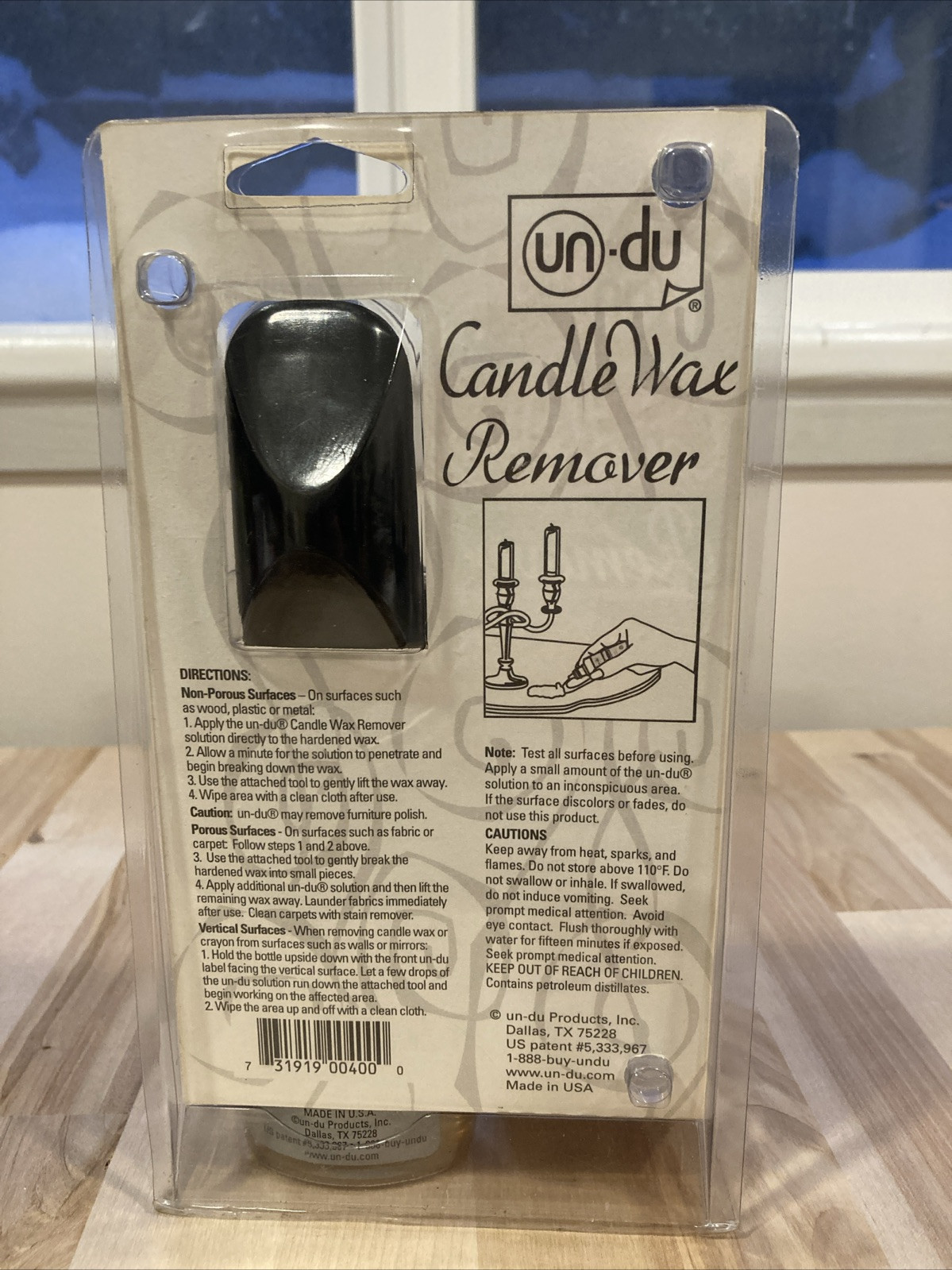 Un-Du Candle Wax Remover With easy to use attached Tool Crayon