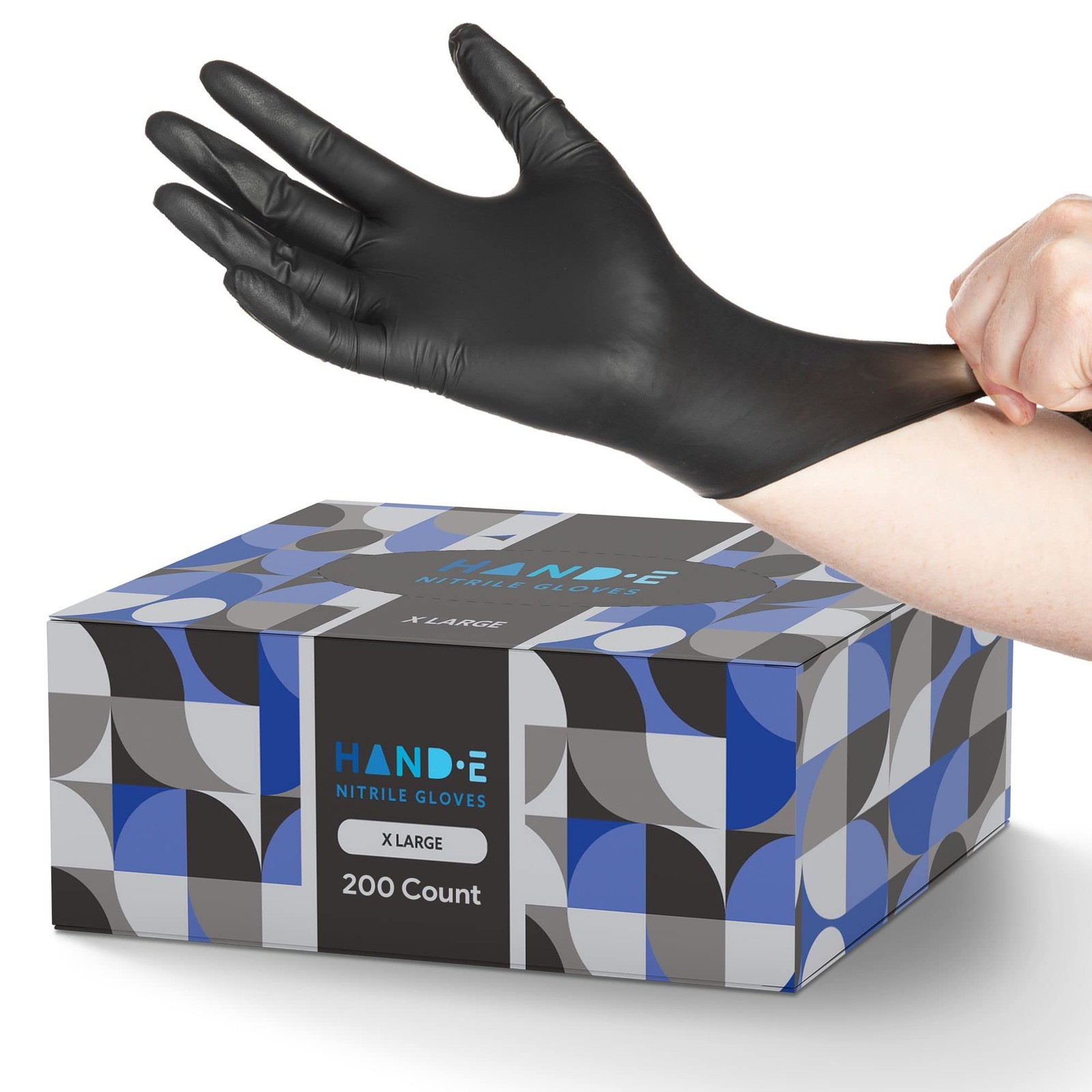 Hand-E Touch Black Nitrile Disposable Latex Free X-Large (Pack of 200),