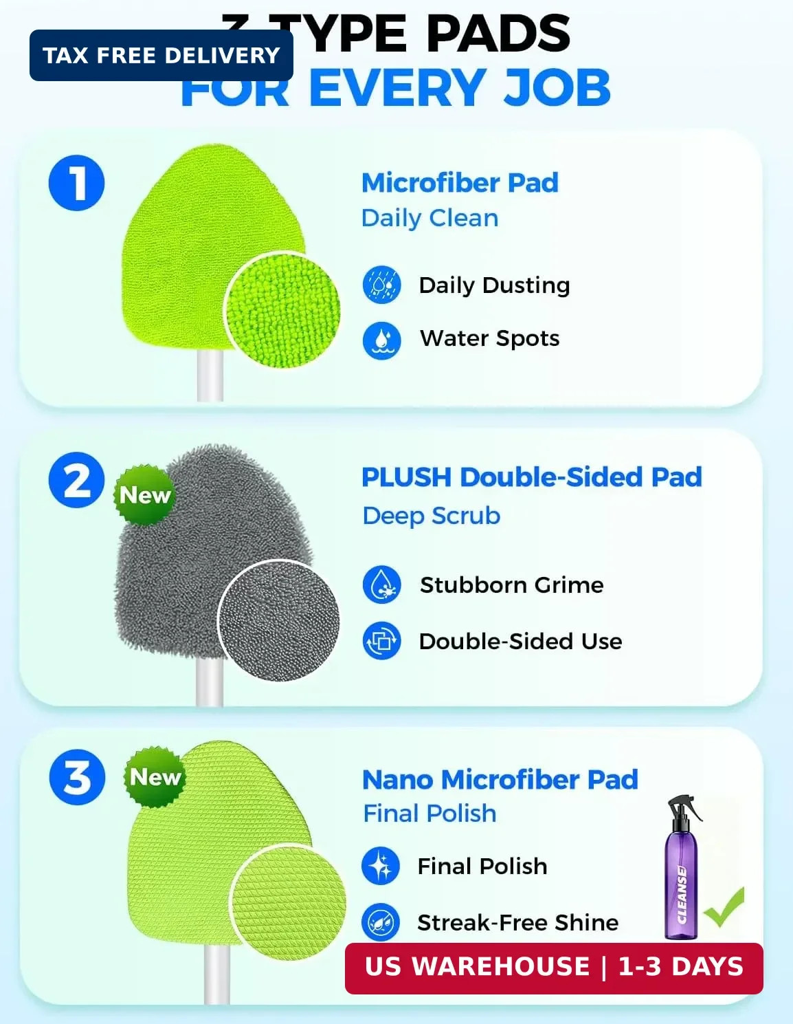 XINDELL Windshield Cleaner Tool – Car Interior Window Cleaning Kit with Extendab