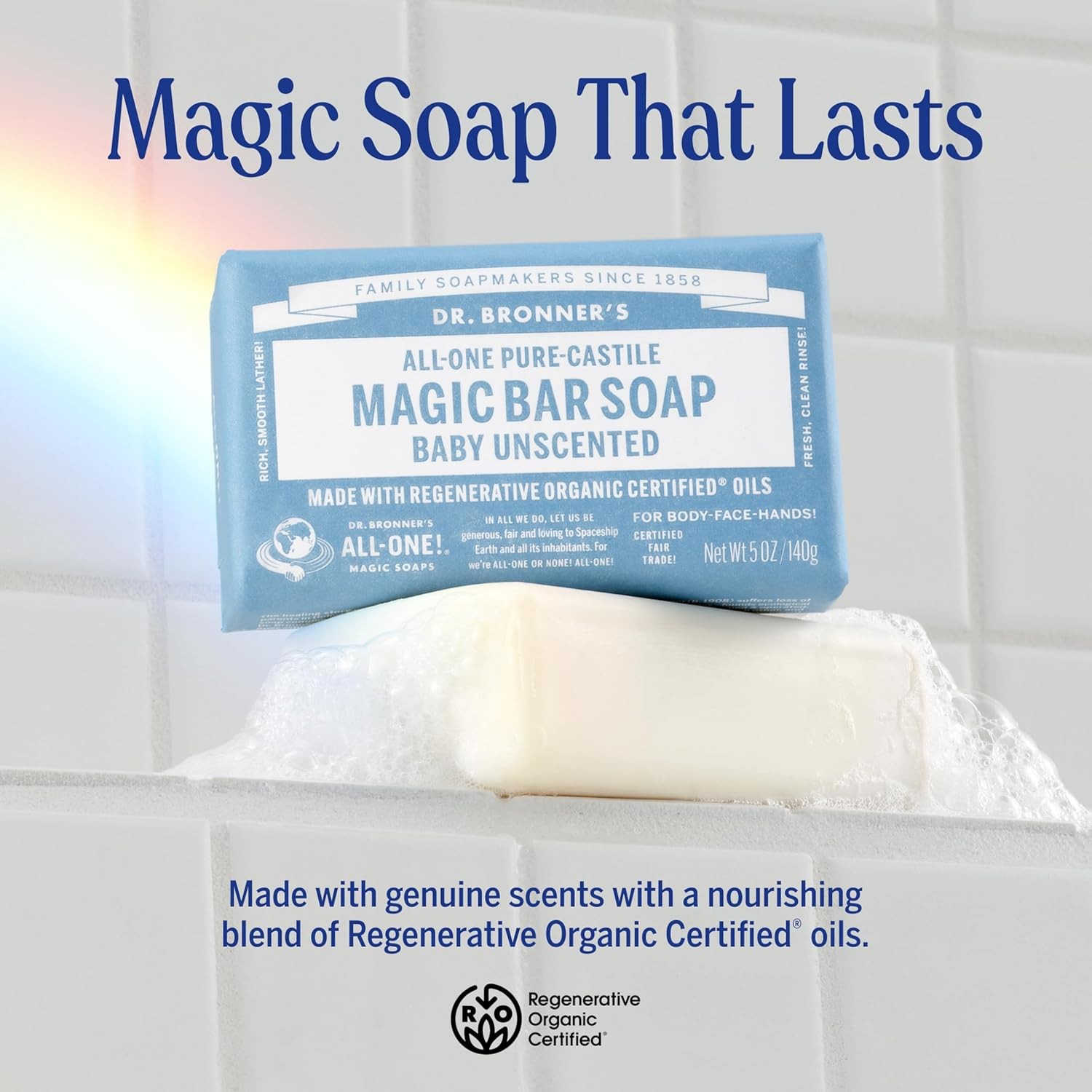 Dr. Bronner’s Pure-Castile Magic Bar Soap (Baby Unscented, 5 Ounce, 12-Pack) –