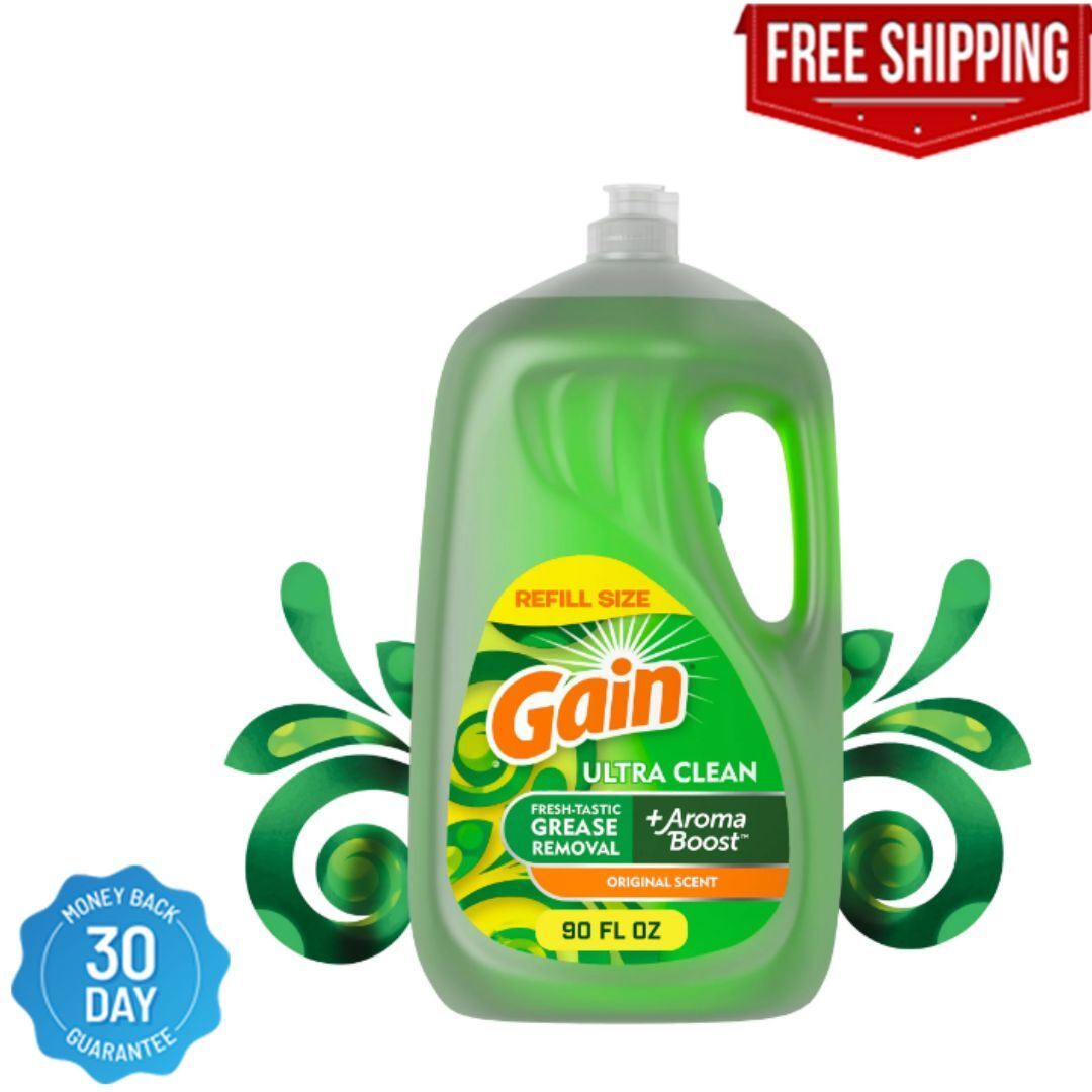 Gain Ultra Dishwashing Liquid Dish Soap, Original Scent, 90 fl oz