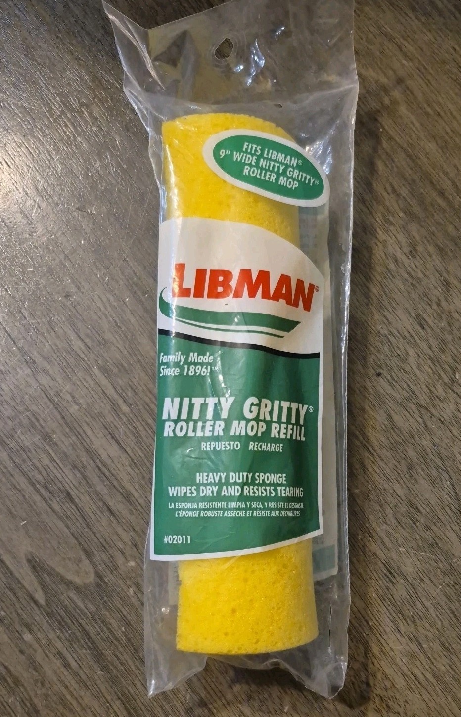 NIP Libman Nitty Gritty Roller Mop Refill 9” #02011 Made In USA