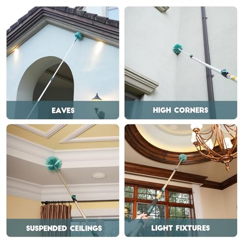 30 Feet High Reach Cobweb Duster with 6-24Ft Extension Pole, Webster 24FT POLE