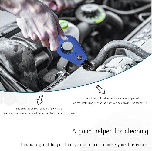 Battery Terminal Cleaning Brush, 4 in 1 Anti-Rust Batter Size: 1 PCColor: Blue