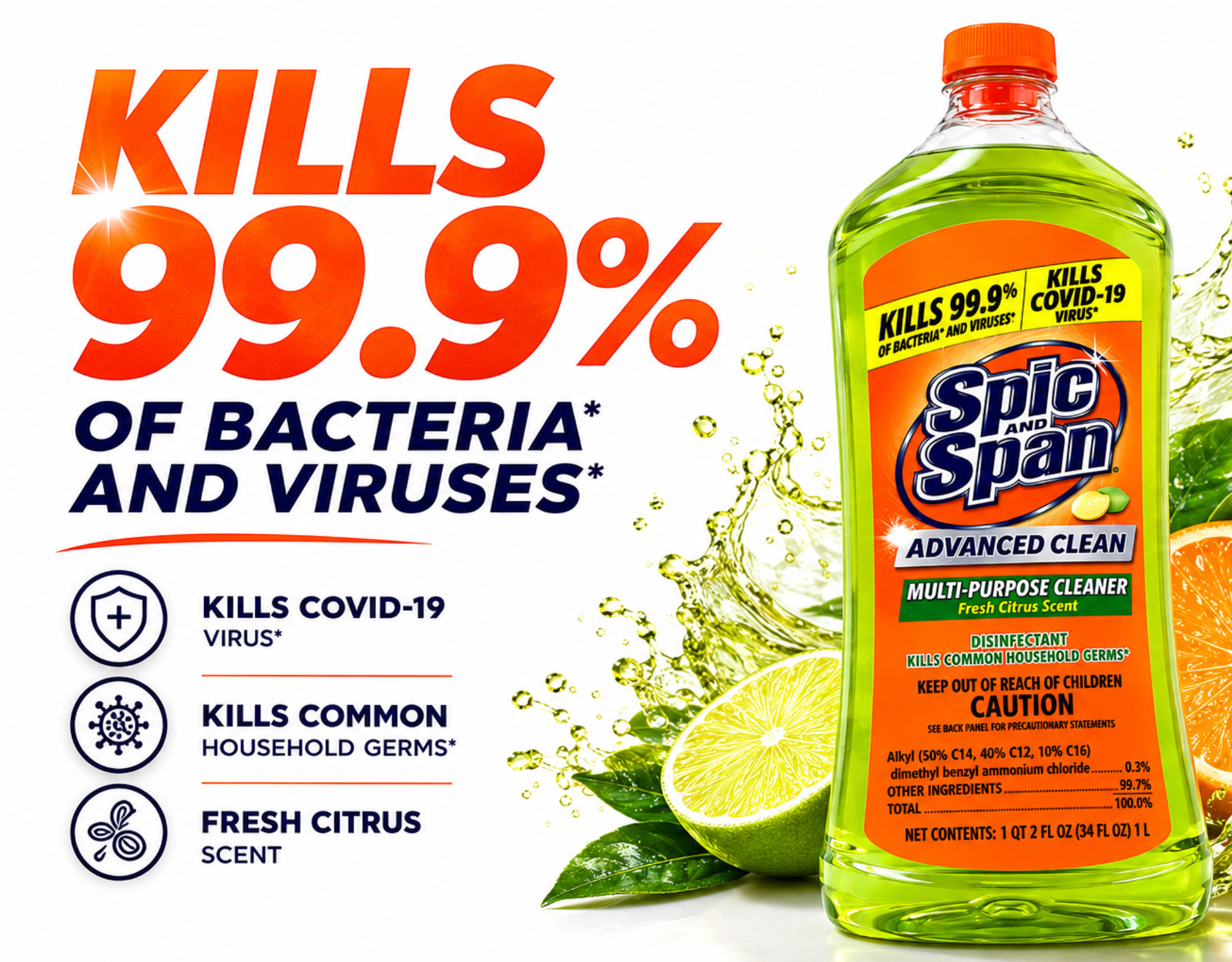 Spic and Span Citrus Multi-Surface Floor Cleaner 34 oz 2 Pack