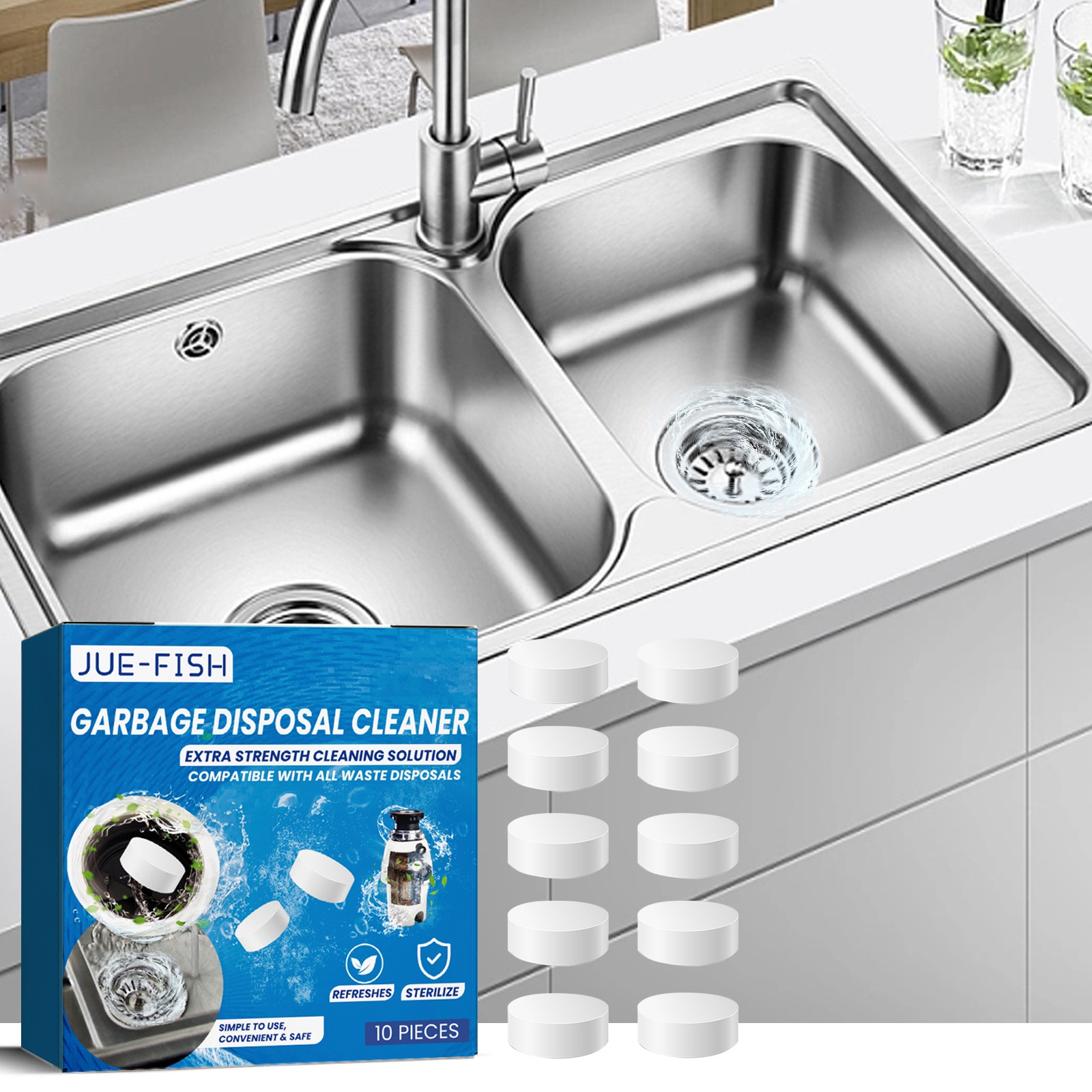 Sink Cleaning Tablet, Kitchen Sink Cleaning Grease Stains Dirt Dredging Pipe Cle