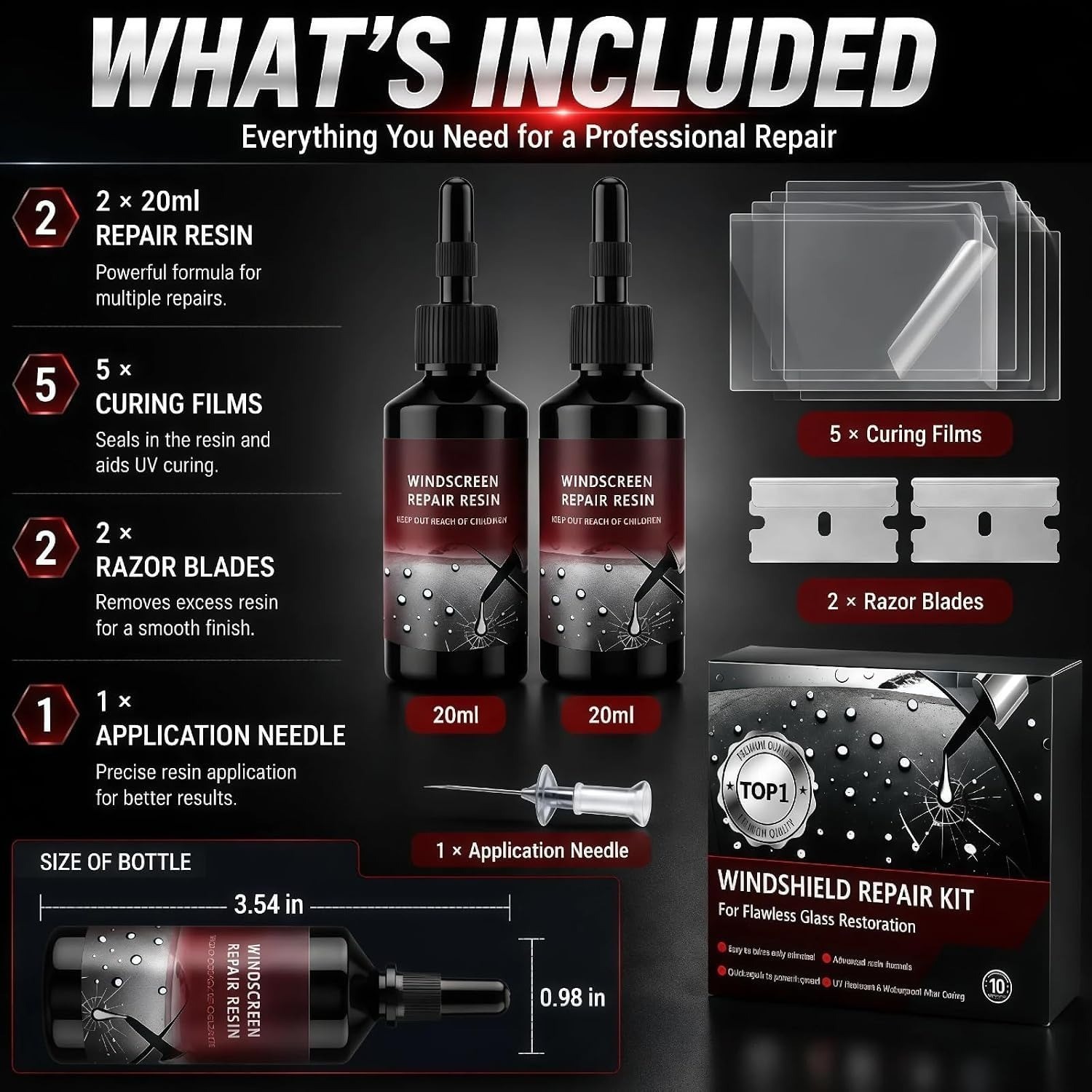 ZIXCARE Windshield Chip Repair Kit – Auto Glass Repair for Cracks