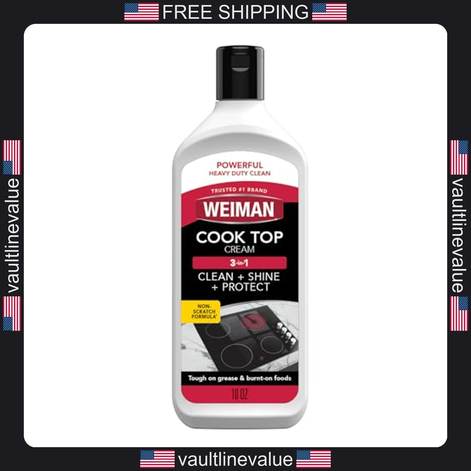 Weiman Cooktop Cleaner & Polish Heavy Duty Stove Eco Friendly 10 oz Bottle