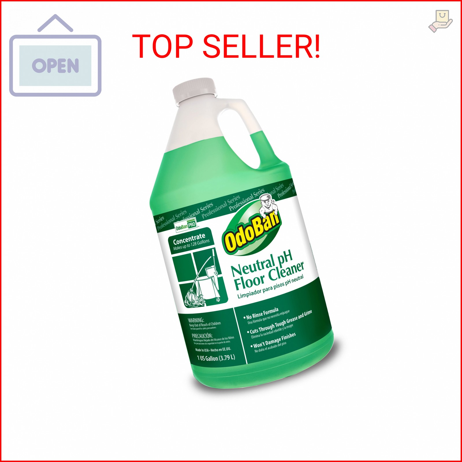 OdoBan Professional Series Neutral pH No Rinse Floor Cleaner Concentrate, 1 Gall