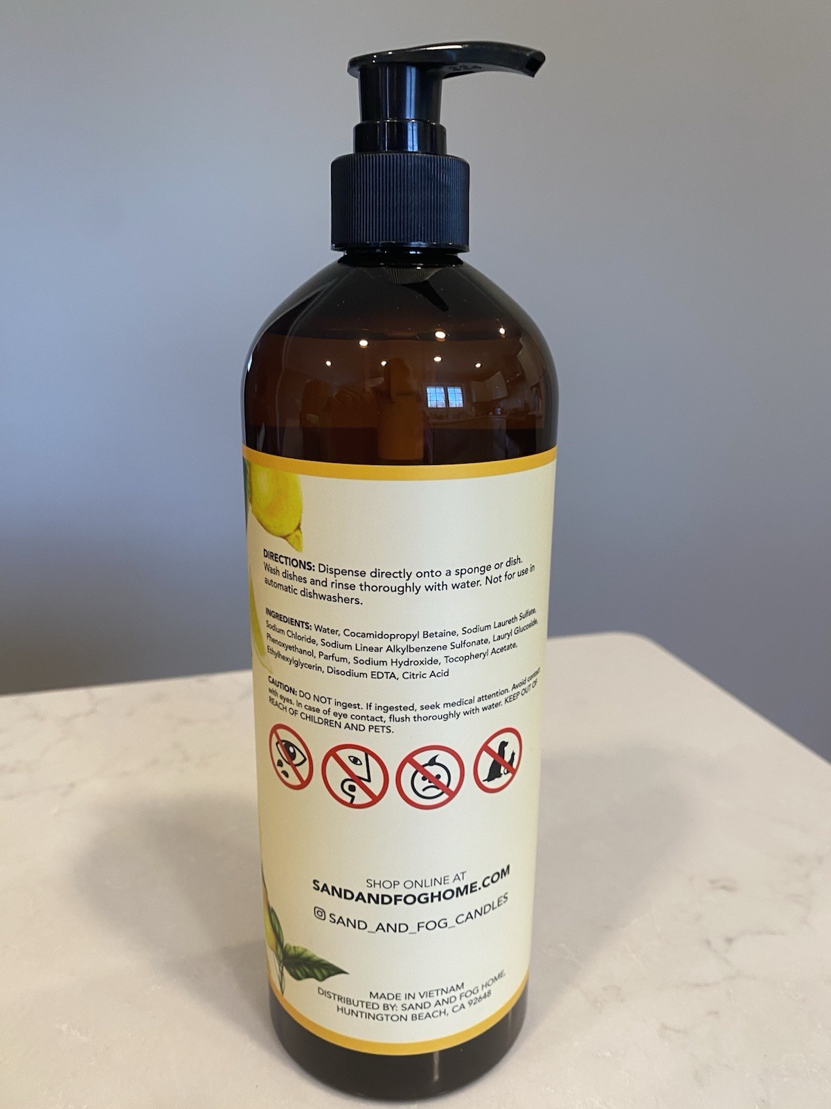 (2-Pack) SAND + FOG™ ~ LEMON VERBENA Scented Essential Oil DISH SOAP Cut Grease