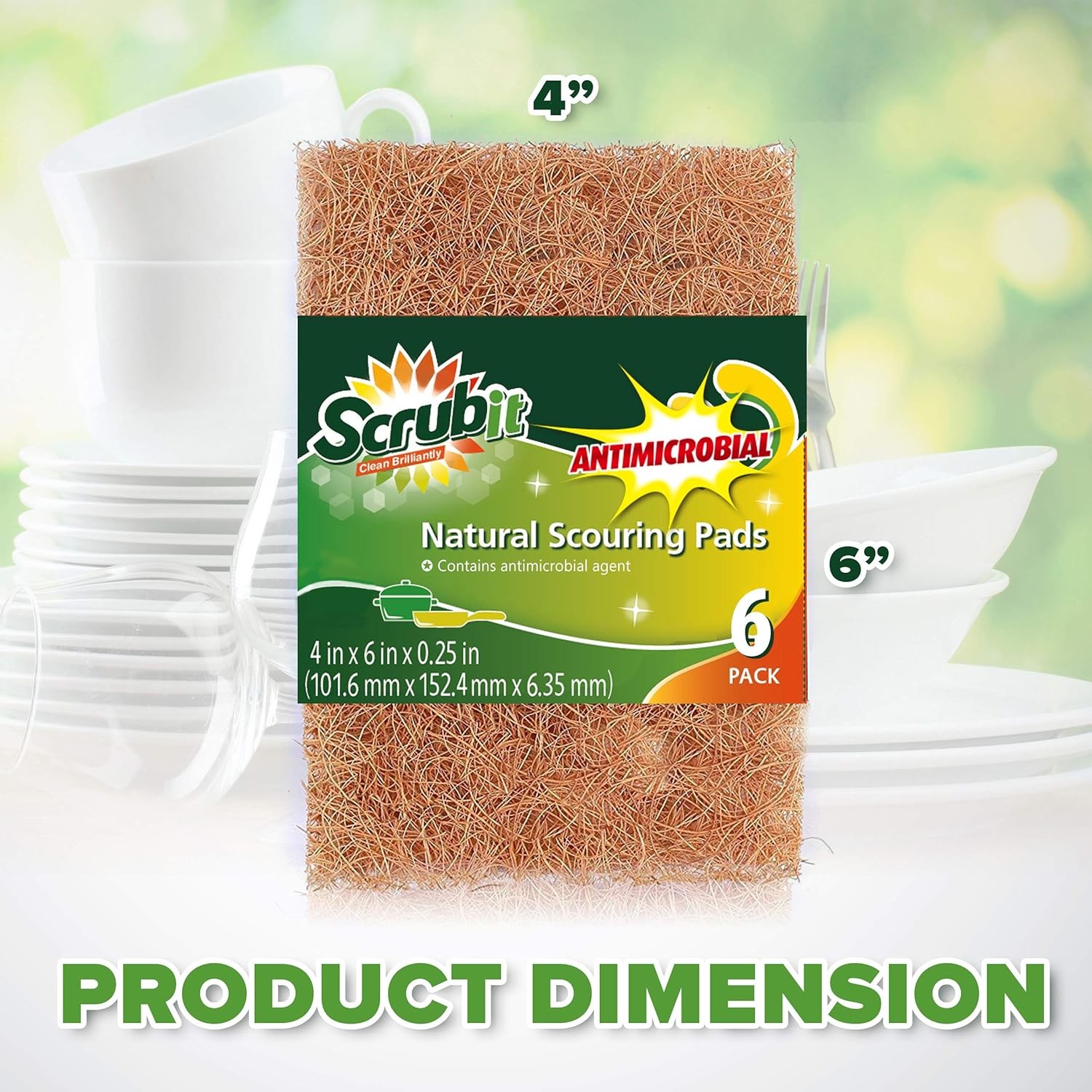 Natural Scouring Pads (12 Pack) – Eco Friendly Scrubbing Pads for Kitchen