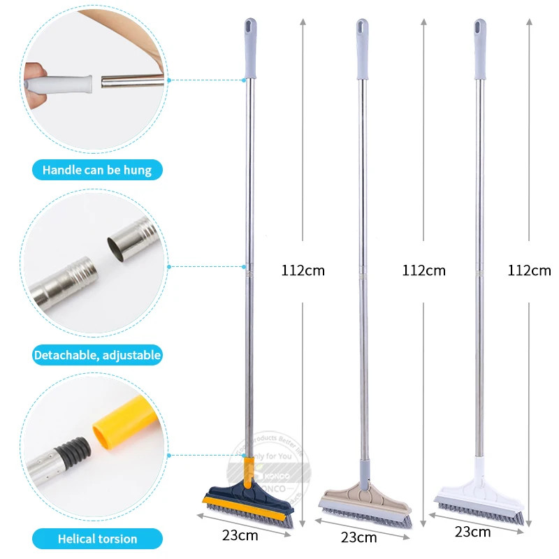 Floor Scrub Brush 2 In 1 Cleaning Brush Long Handle Removable Wiper Magic Broom