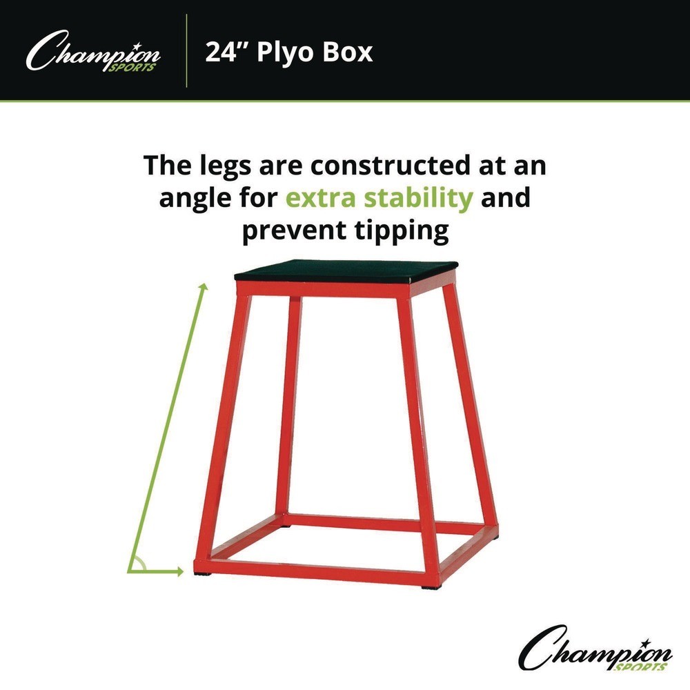 Champion Sports PXB24 21″ x 21″ Base 24″H Plyo Box – Red/Black New