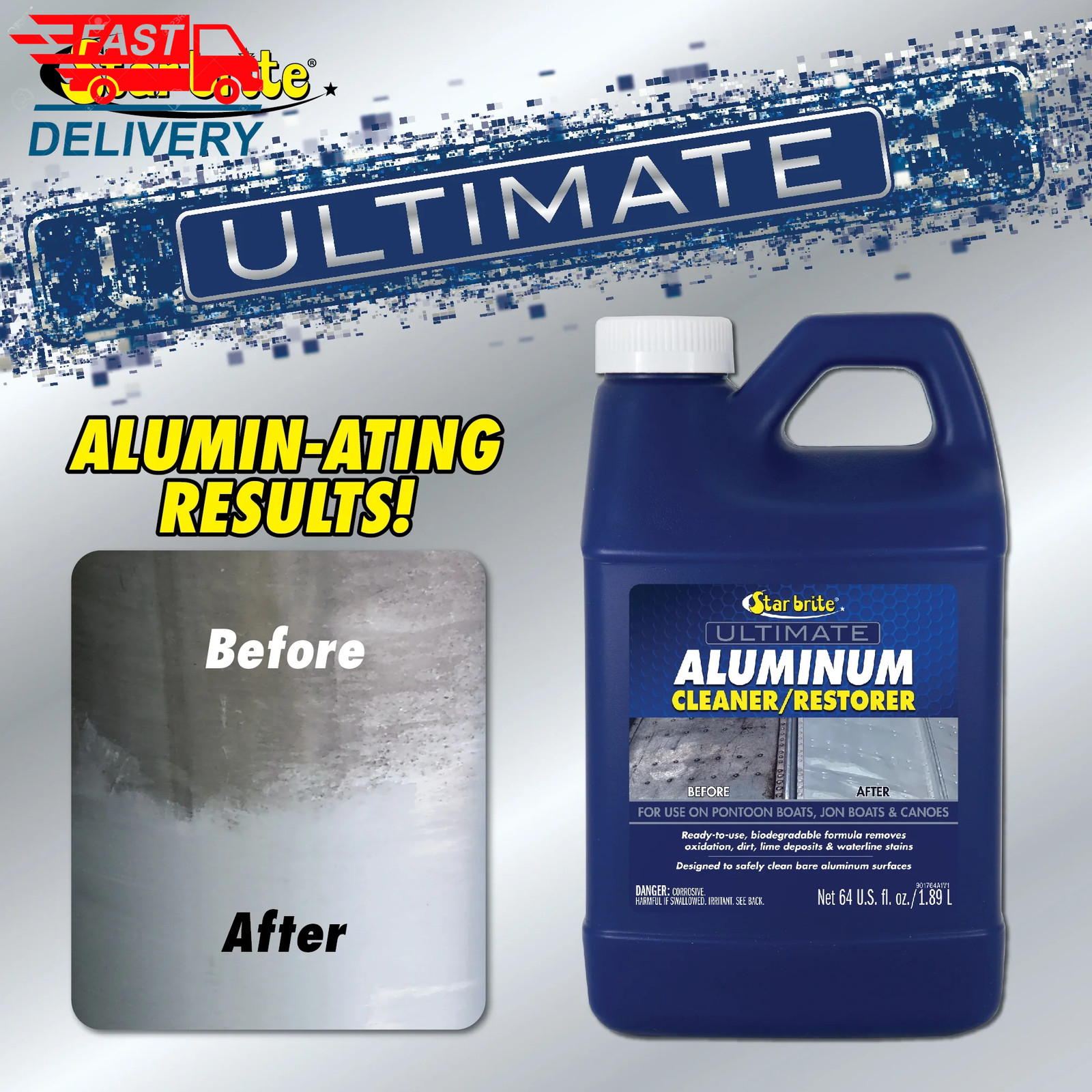 Ultimate Aluminum Cleaner & Restorer – for Pontoon Boats, Jon Boats, 64 OZ 👌✅