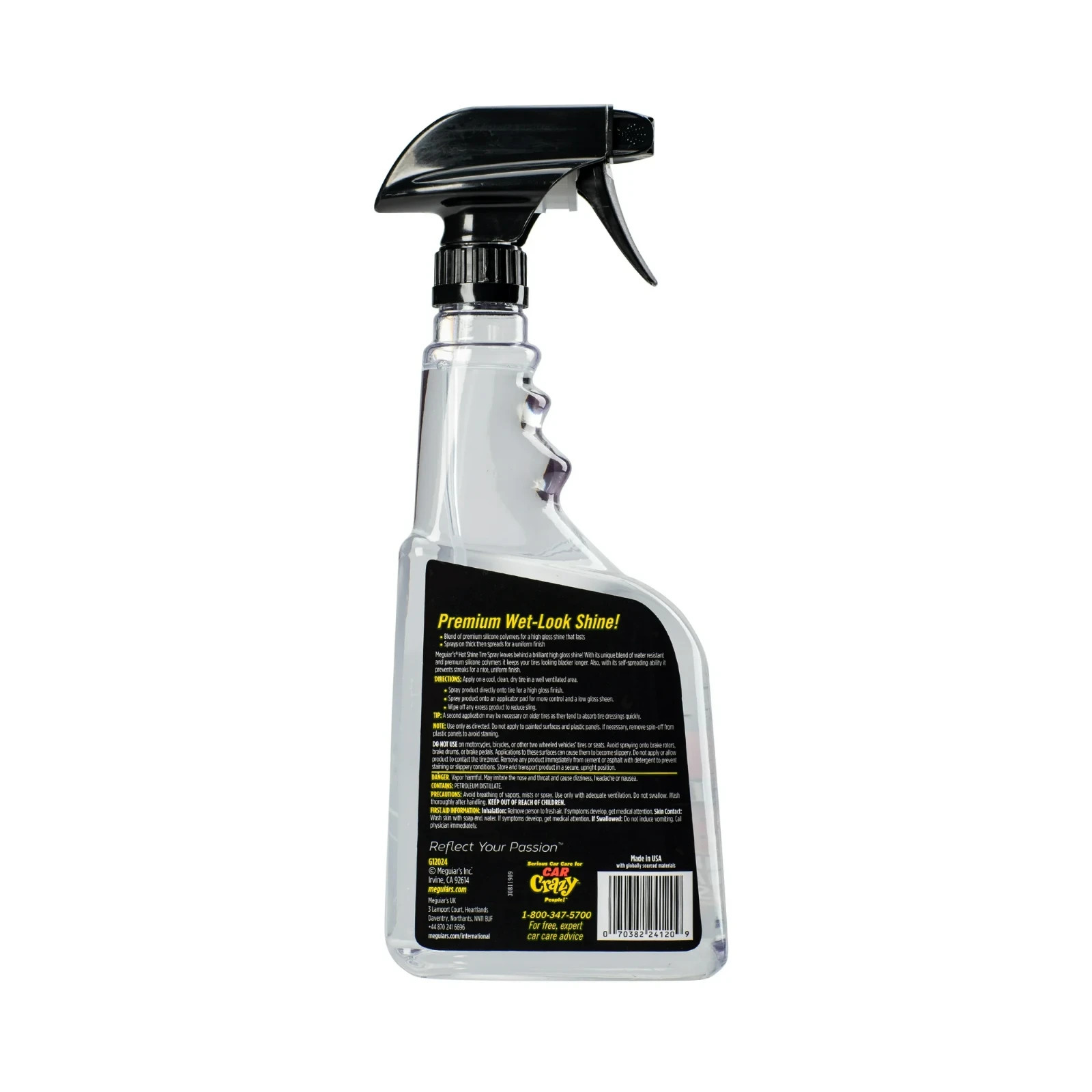 Meguiar’s Hot Shine Tire Spray, High Gloss Wet Look Shine, G12024, 24 oz
