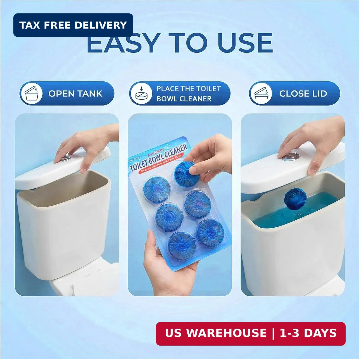Automatic Toilet Bowl Cleaner Tablets – Long-Lasting Bathroom Tank Cleaner for E