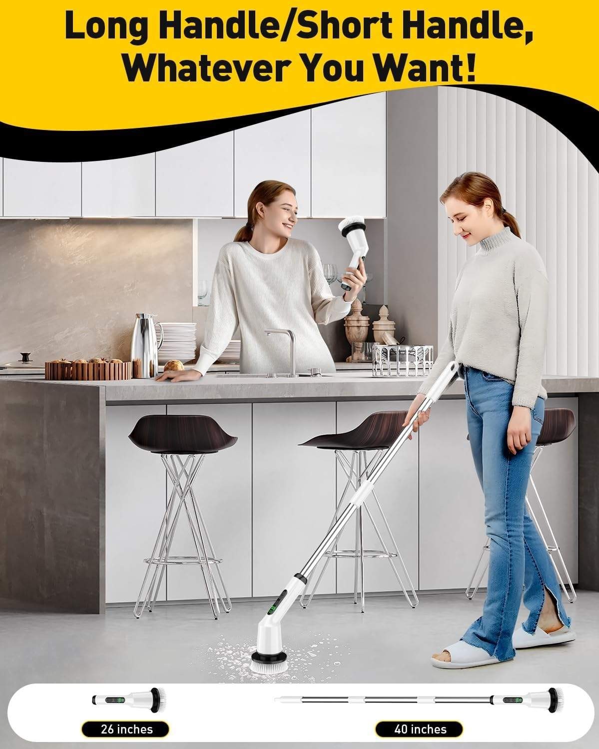 Electric Spin Scrubber for Cleaning Bathroom, Shower Scrubber Cordless Cleaning
