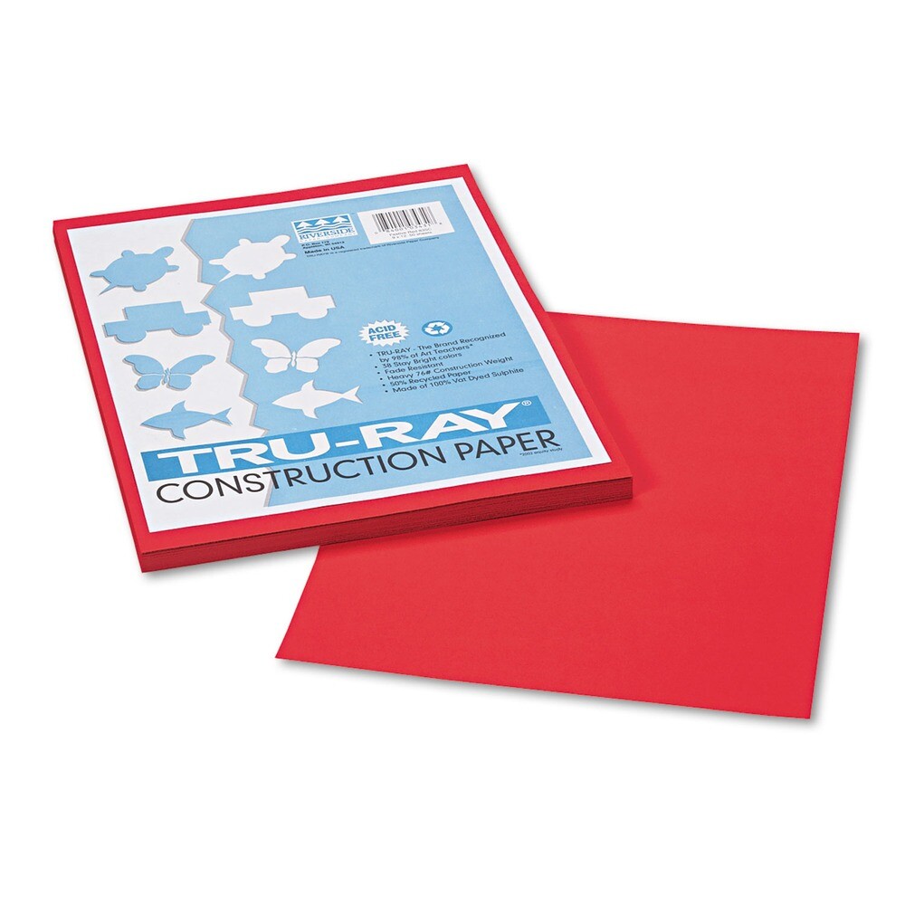 Pacon 103431 Tru-Ray 9 x 12 Construction Paper – Festive Red (50/Pack) New
