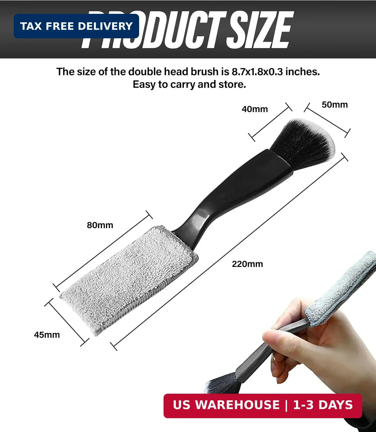 Universal 2 in 1 Duster for Car Clean,Car Bursh Tool,Double Head Brush,Auto Inte